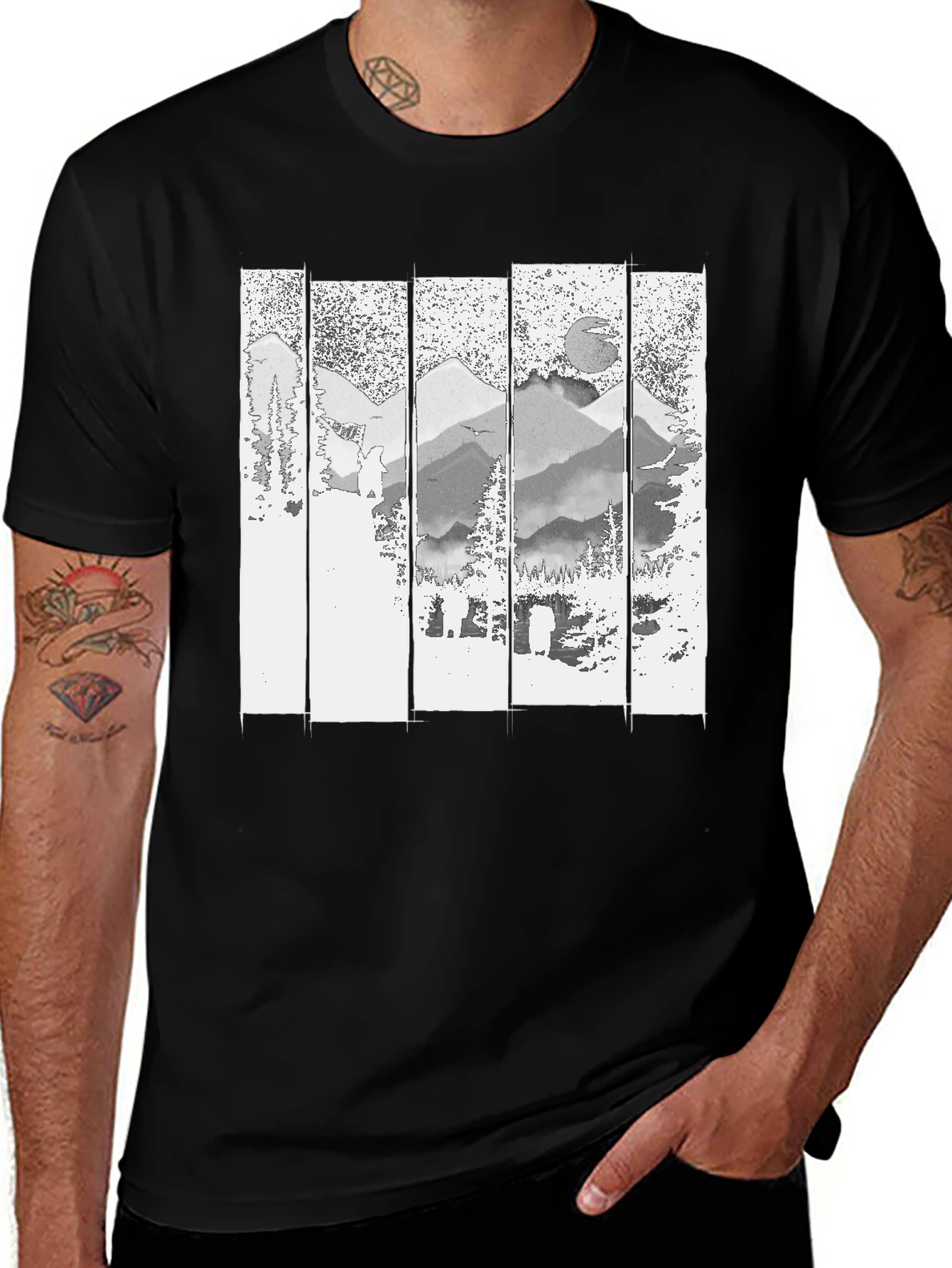 Variant 18 of Nature Vista Graphic T-Shirt - Black Cotton Blend