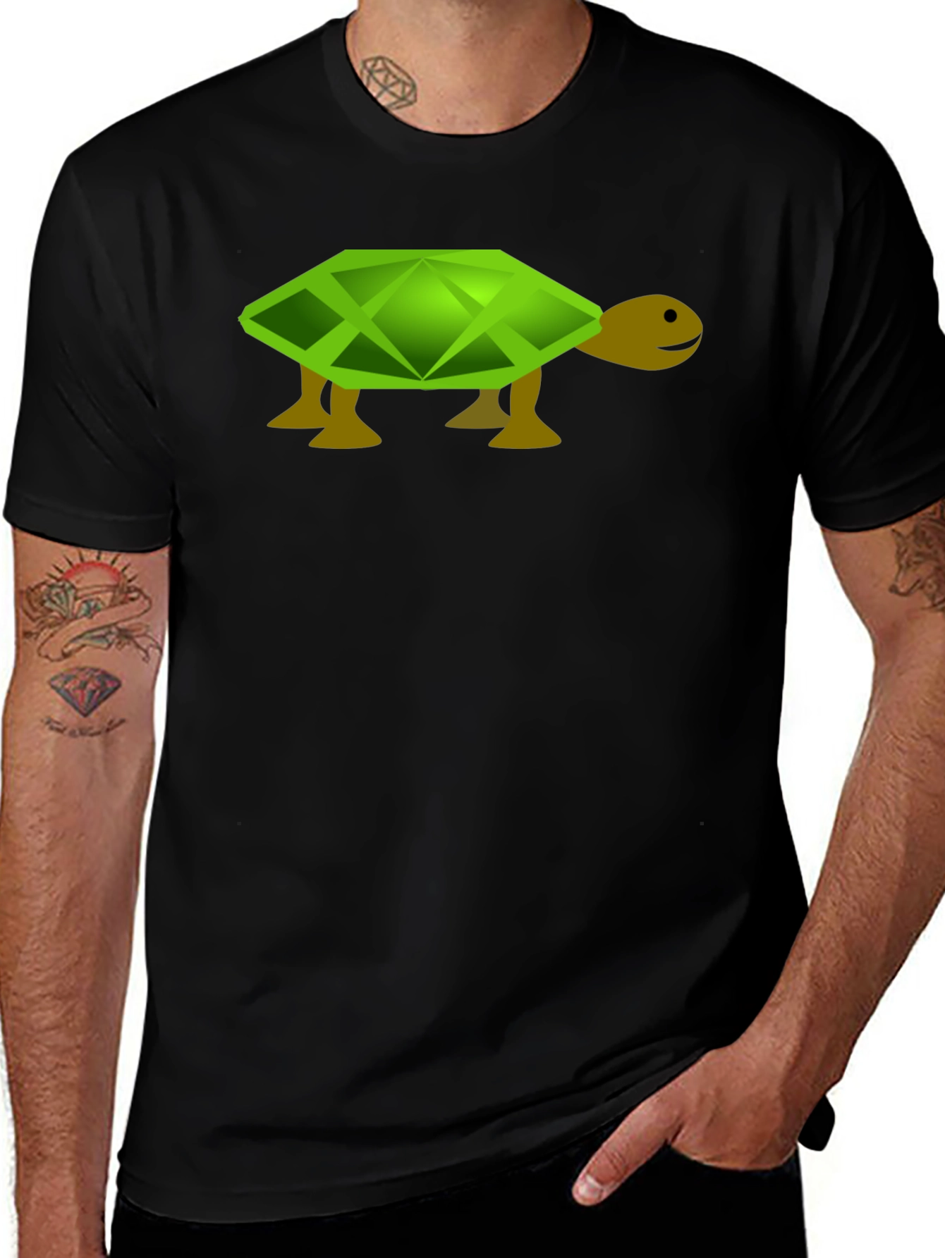 Variant 21 of Geometric Turtle Graphic Tee - Black Casual T-Shirt