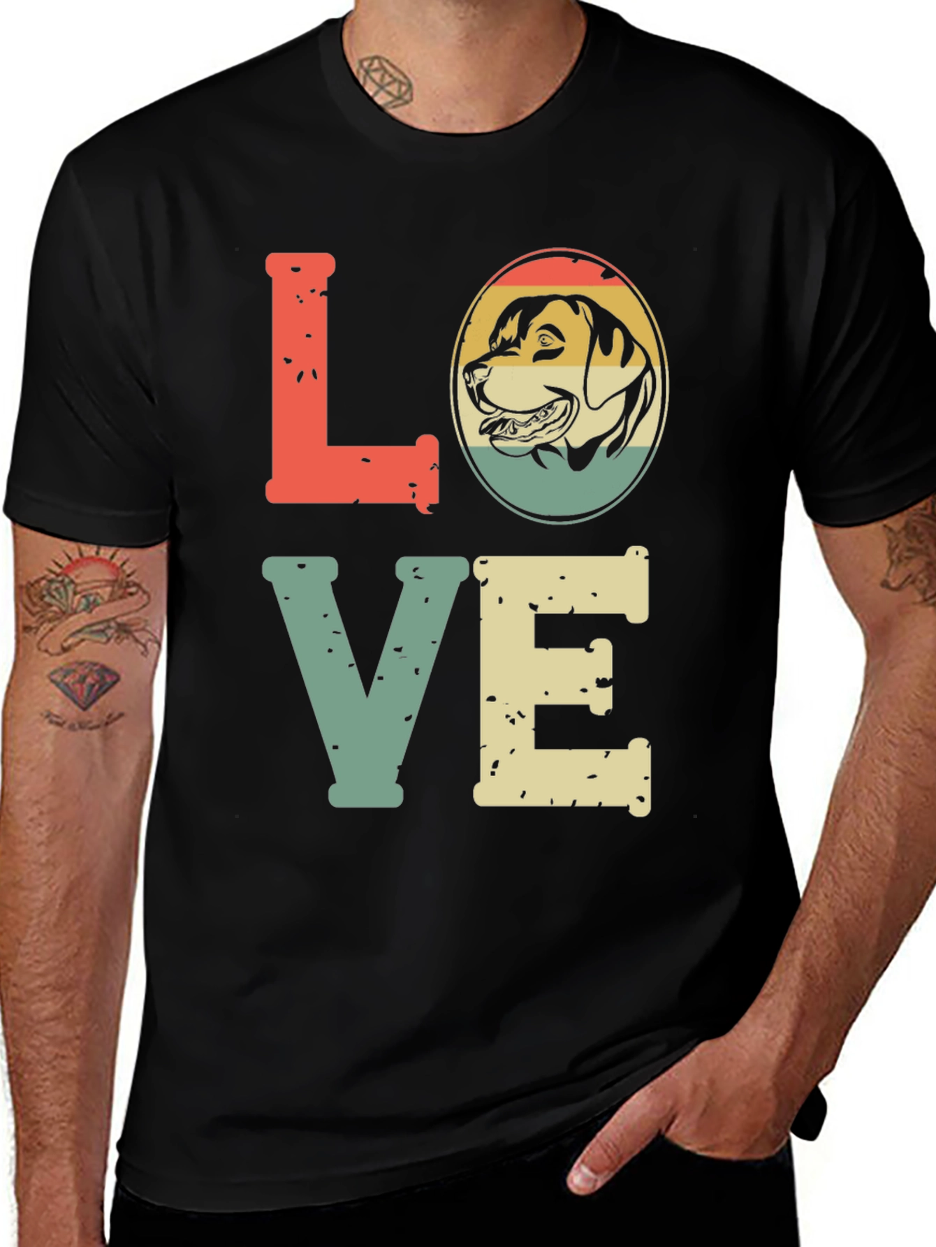 Variant 17 of Retro Dog Lover T-Shirt - "LOVE" Design