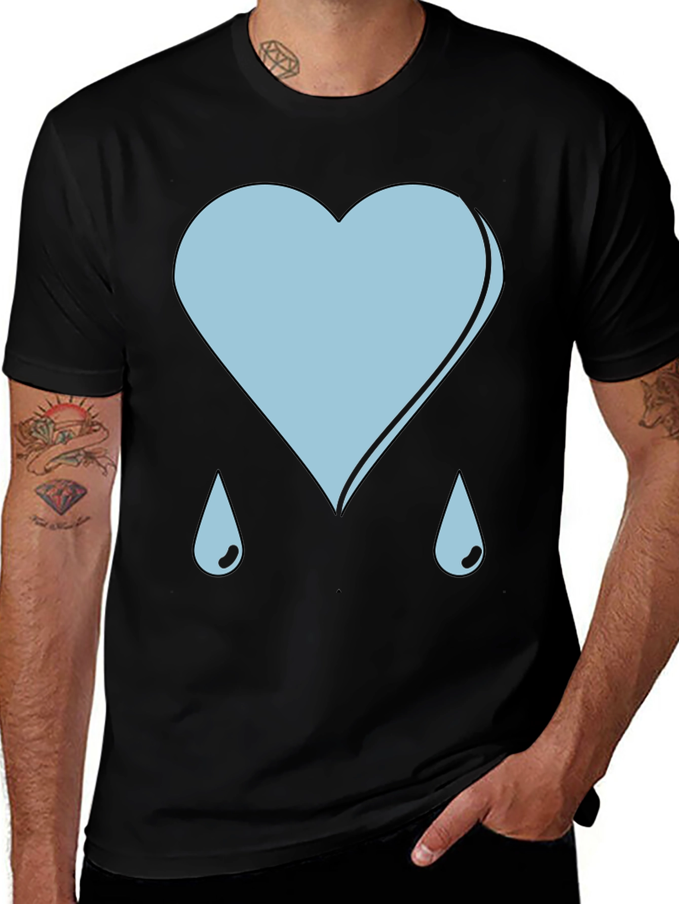 Variant 5 of Heart with Raindrops Black T-Shirt