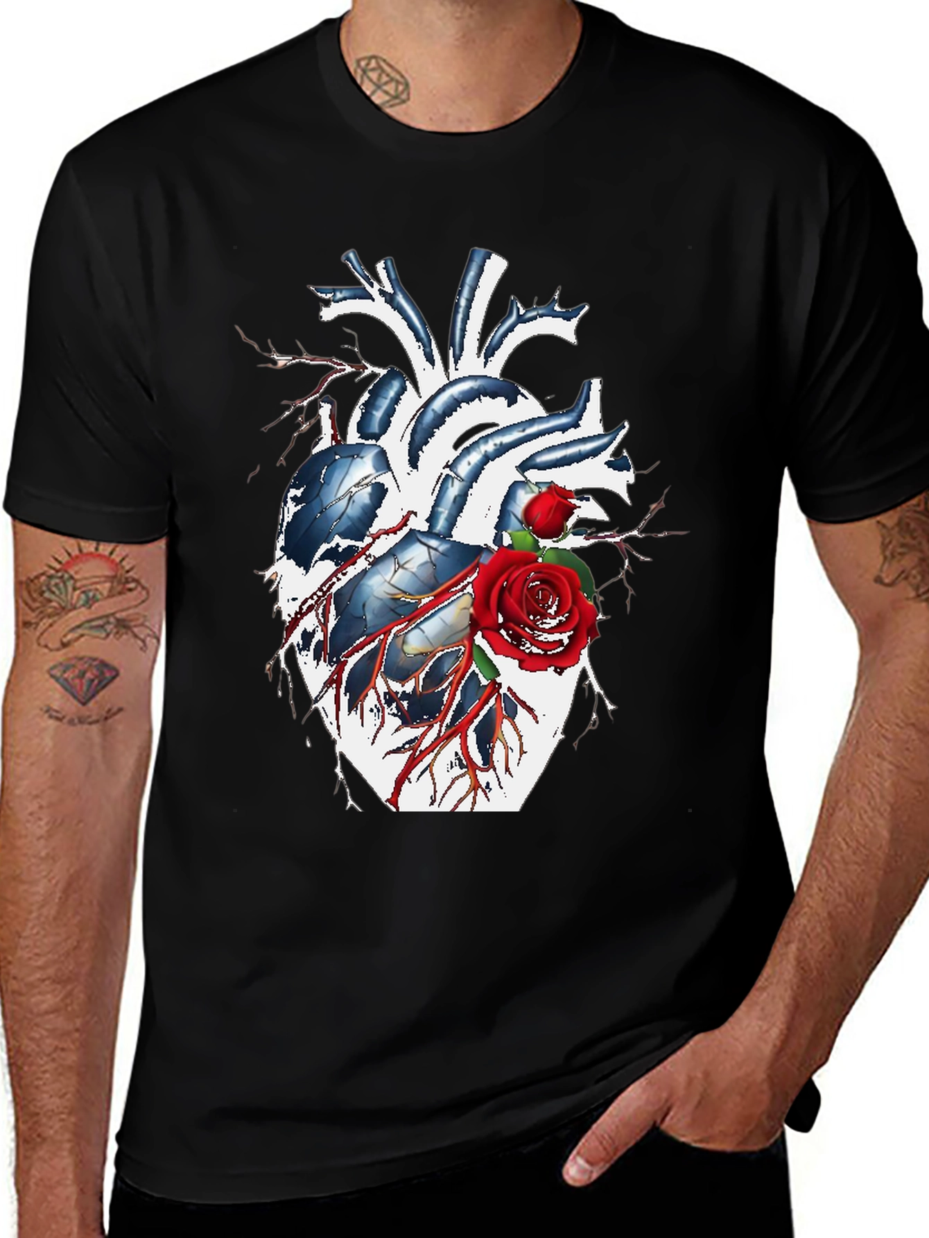 Variant 27 of Anatomical Heart & Rose Graphic Tee