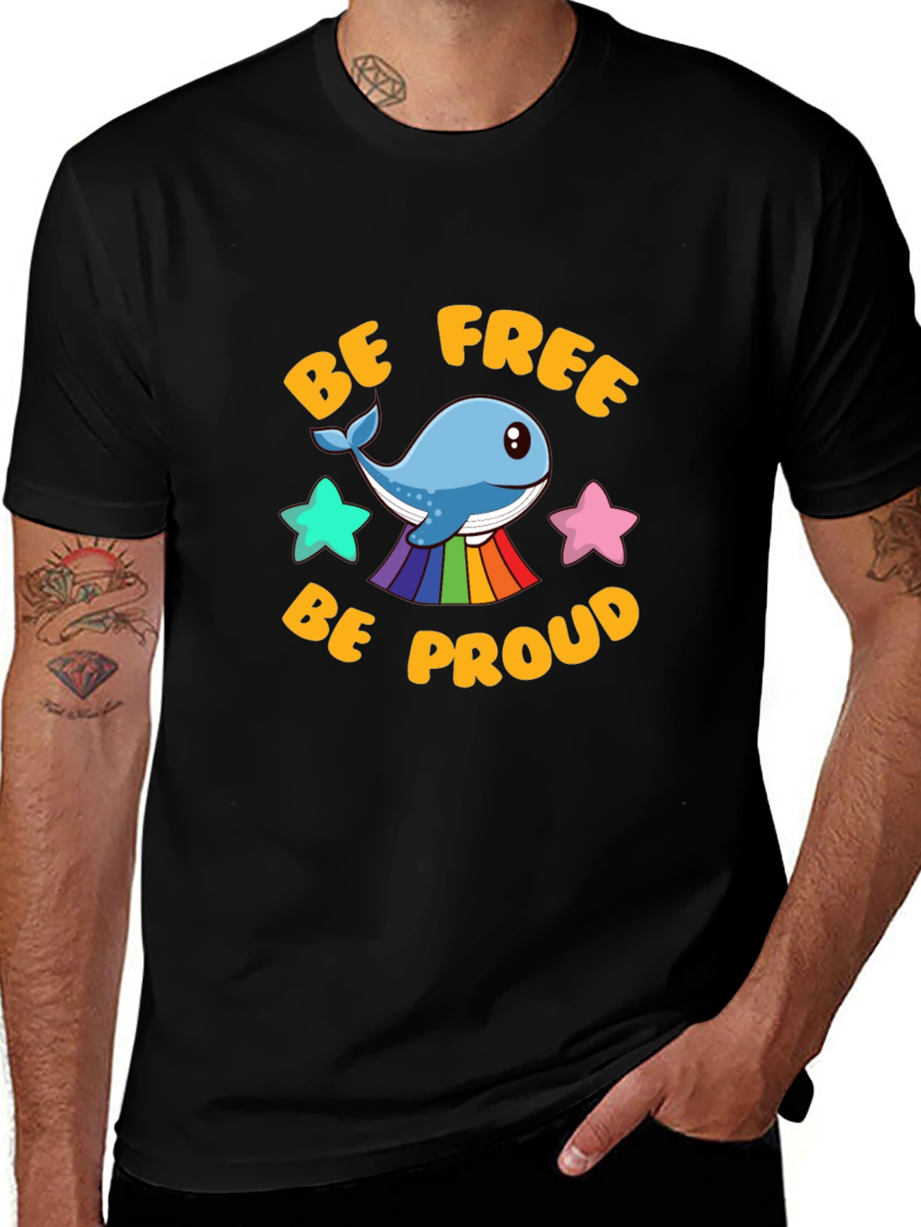 Be Free Be Proud Whale LGBT Graphic T-Shirt