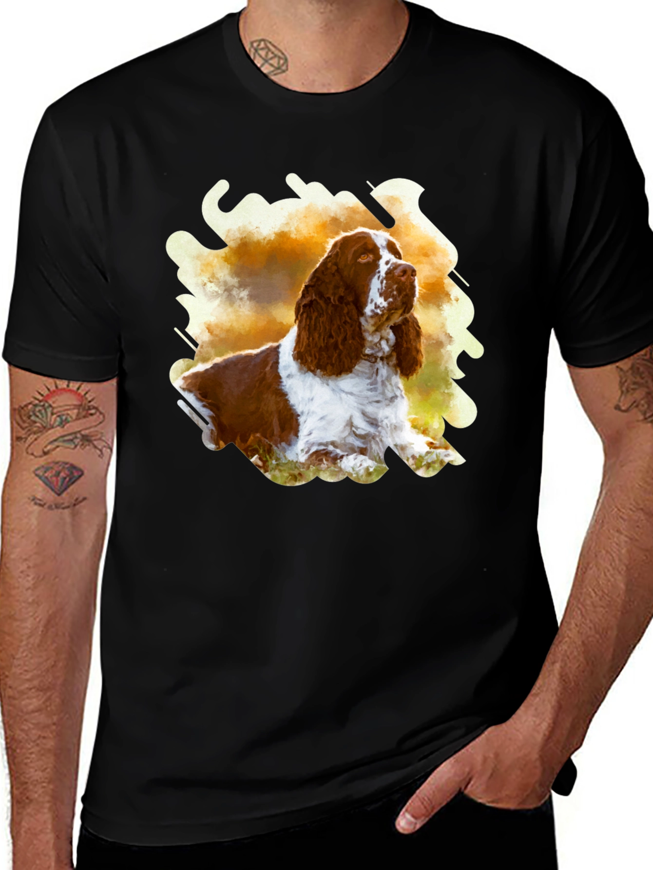 Springer Spaniel Dog Watercolor Graphic T-Shirt