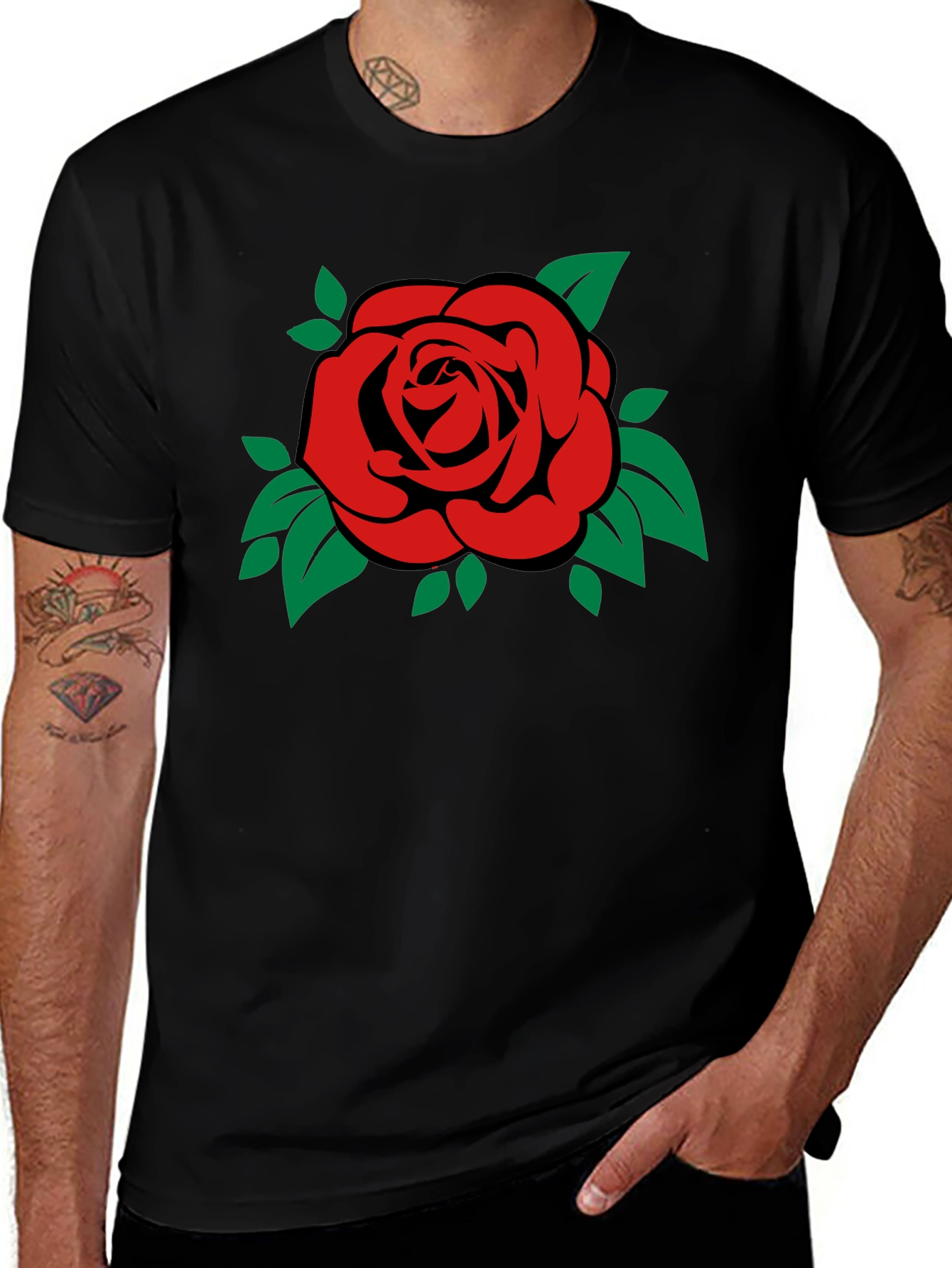 Variant 13 of Rose Graphic Tee - Classic Black T-Shirt