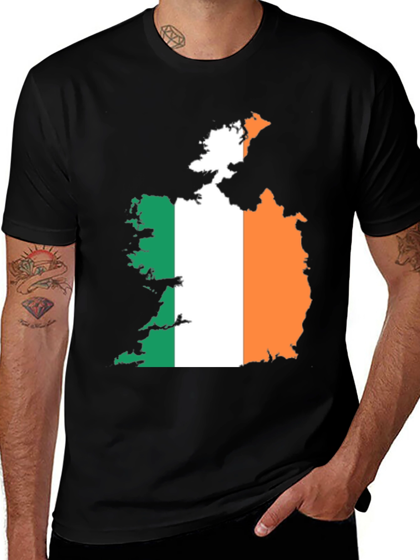 Variant 15 of Irish Flag Map Graphic Tee - Black
