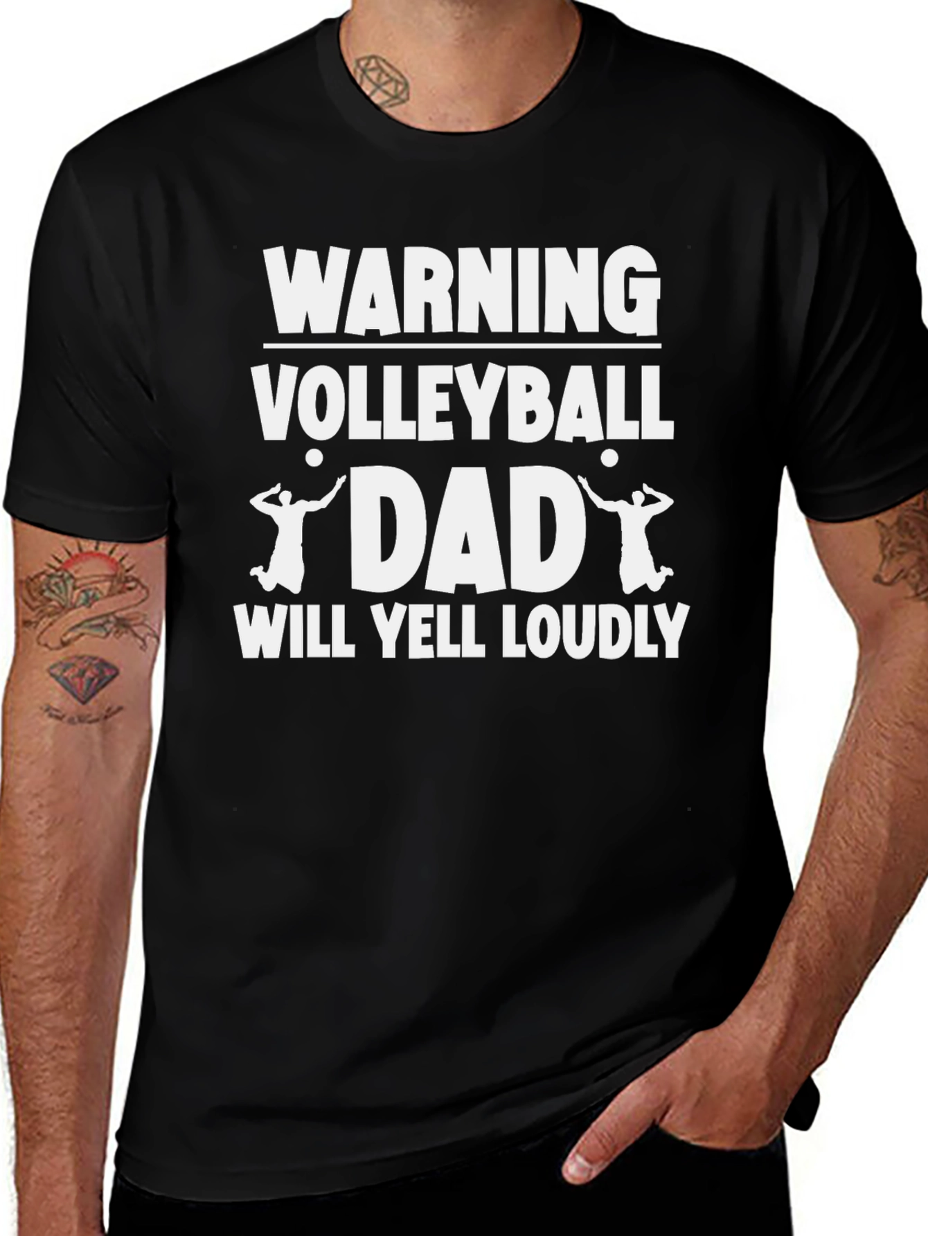 Variant 12 of Volleyball Dad Warning T-Shirt - Loud Yelling Guaranteed!