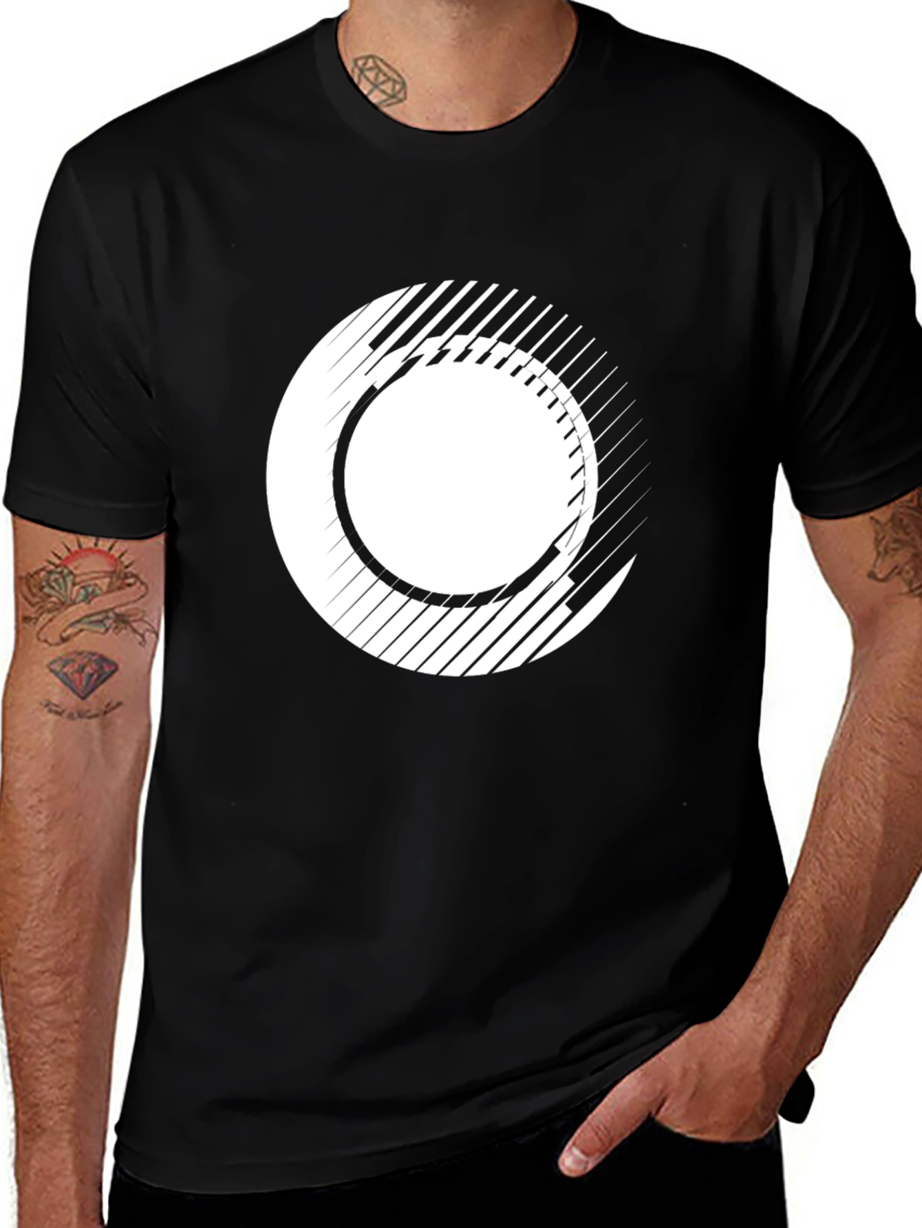Variant 7 of Abstract Circle Graphic Tee - Black