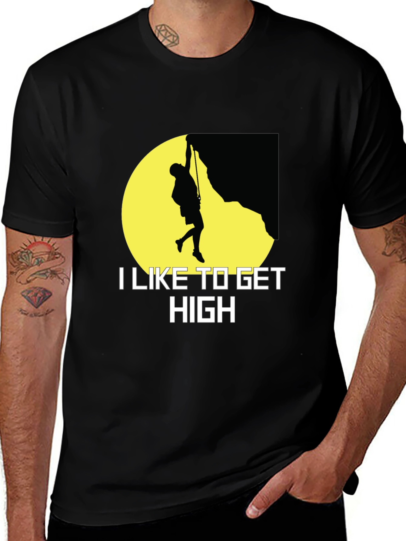Variant 27 of I Like to Get High Rock Climbing Graphic T-Shirt