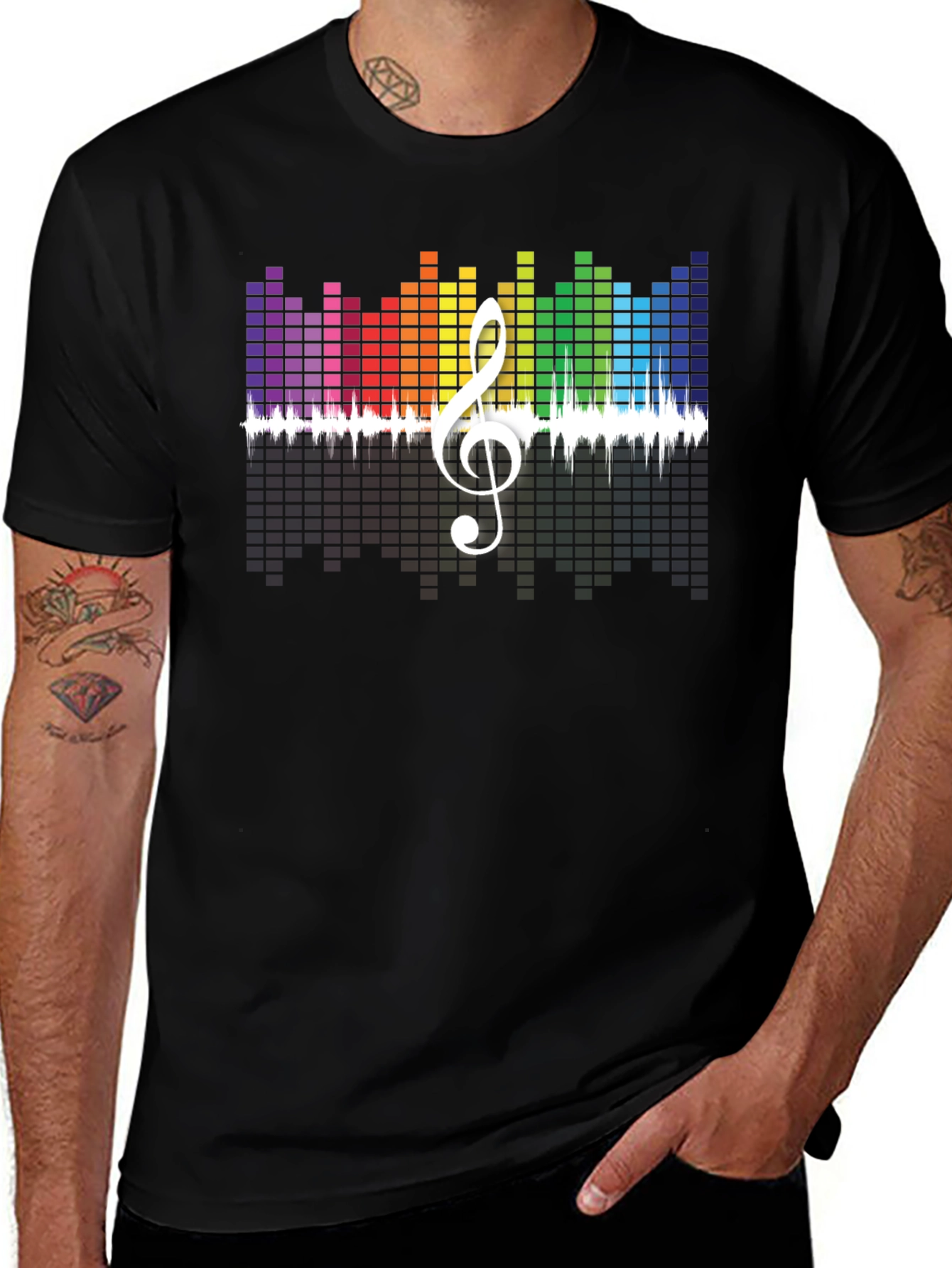 Variant 10 of Rainbow Music Equalizer Treble Clef Graphic Tee