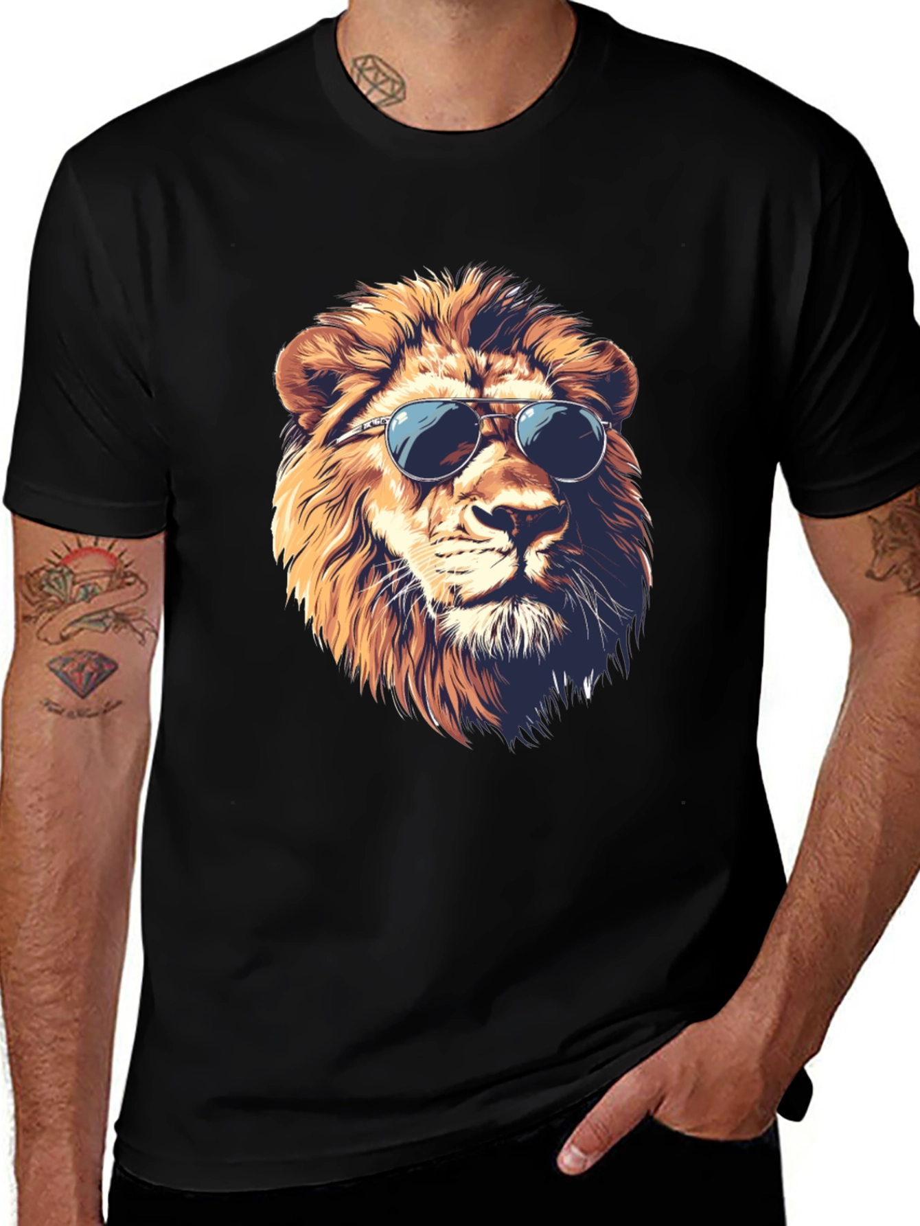 Variant 2 of Cool Lion Graphic T-Shirt - Black
