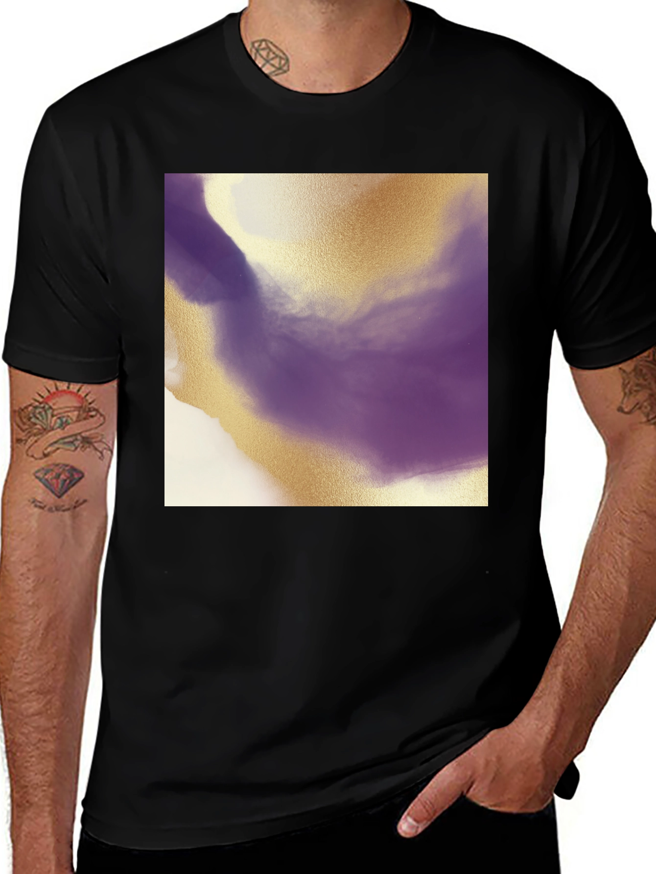 Variant 22 of Abstract Gold & Purple T-Shirt - Modern Art Tee