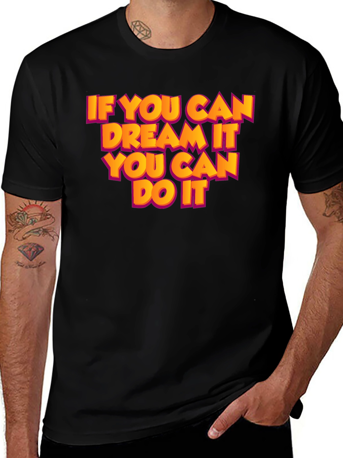 Motivational Black T-Shirt: Dream It, Do It!
