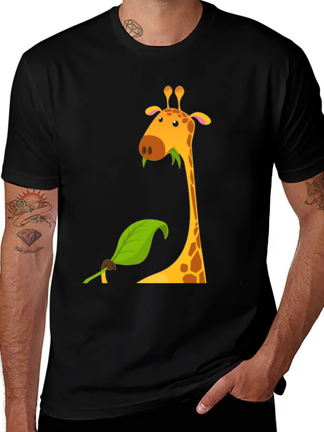 Variant 17 of Giraffe Graphic Tee - Black Cotton Blend