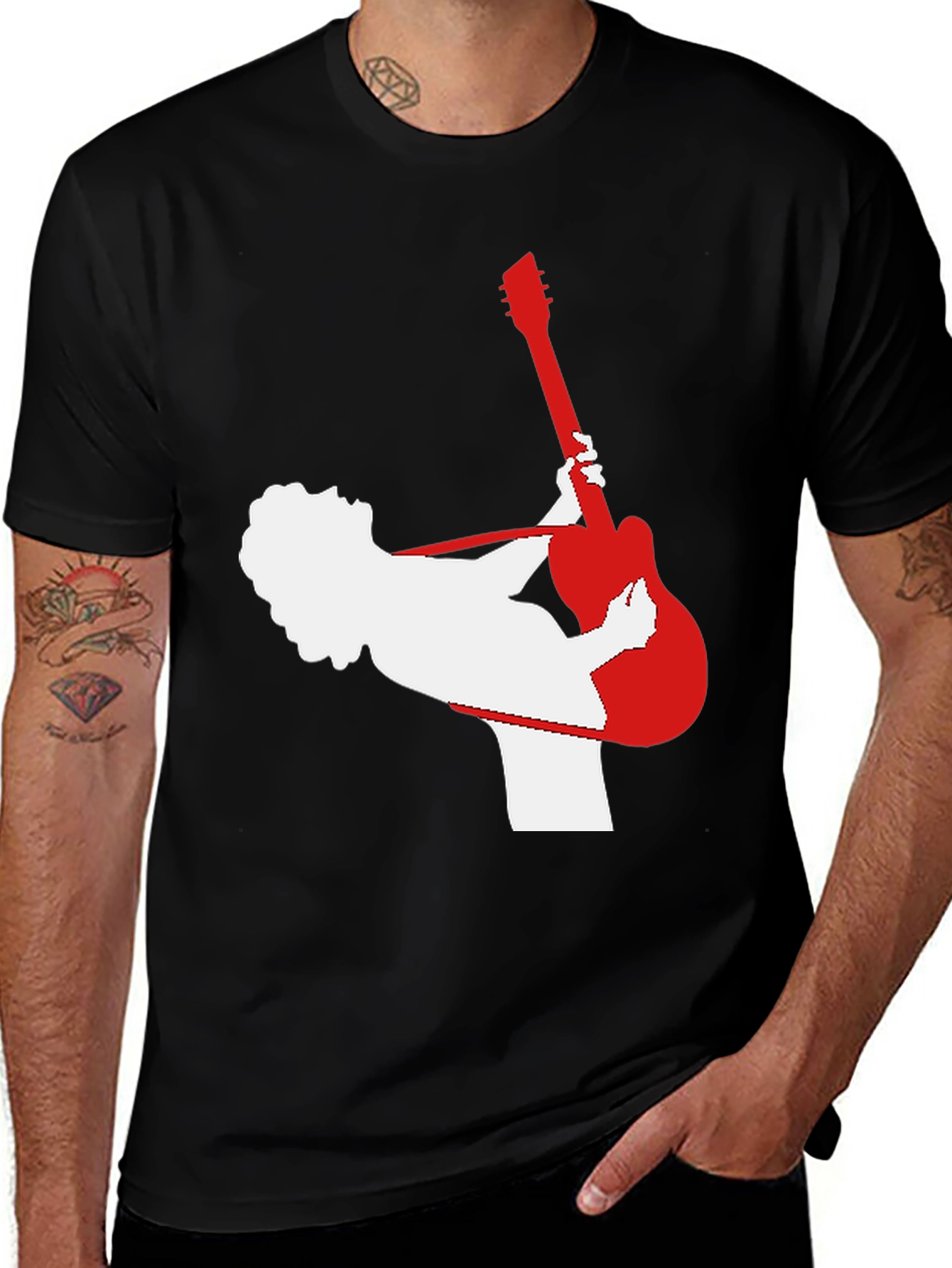 Variant 5 of Rock Star Graphic Tee - Black Cotton Shirt