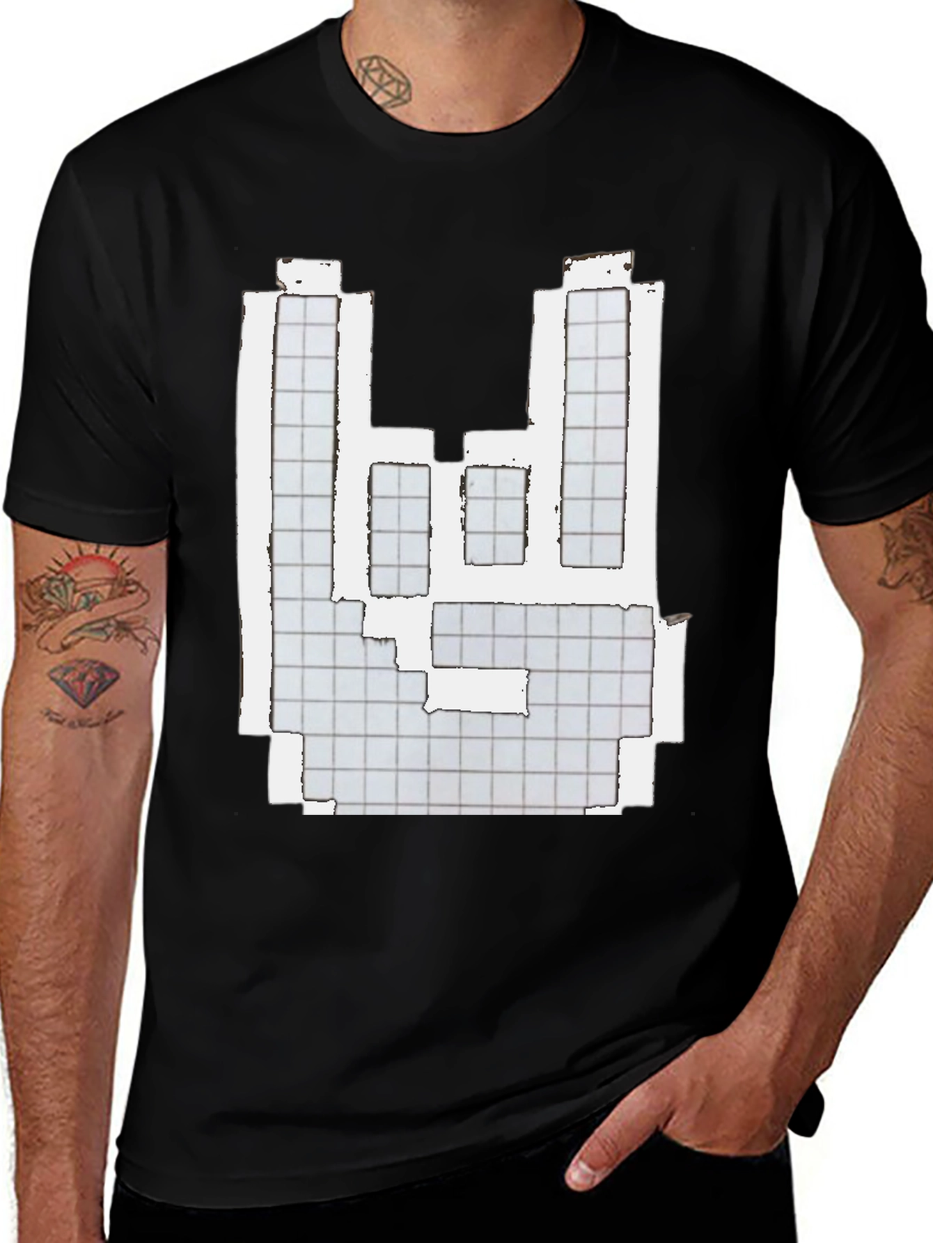Variant 5 of Pixelated Hand Graphic Tee - Black T-Shirt