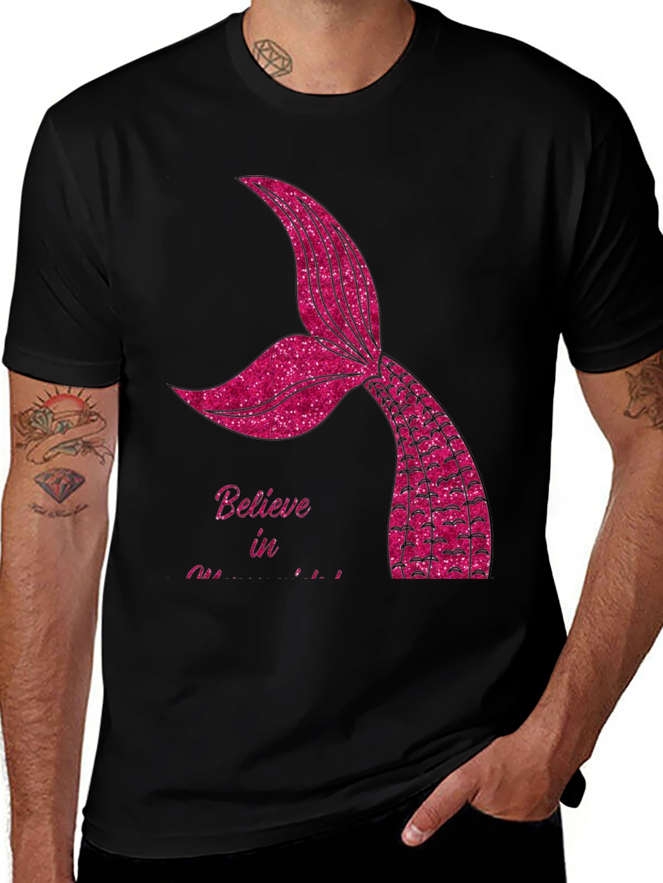 Variant 22 of Believe in Mermaids Black T-Shirt