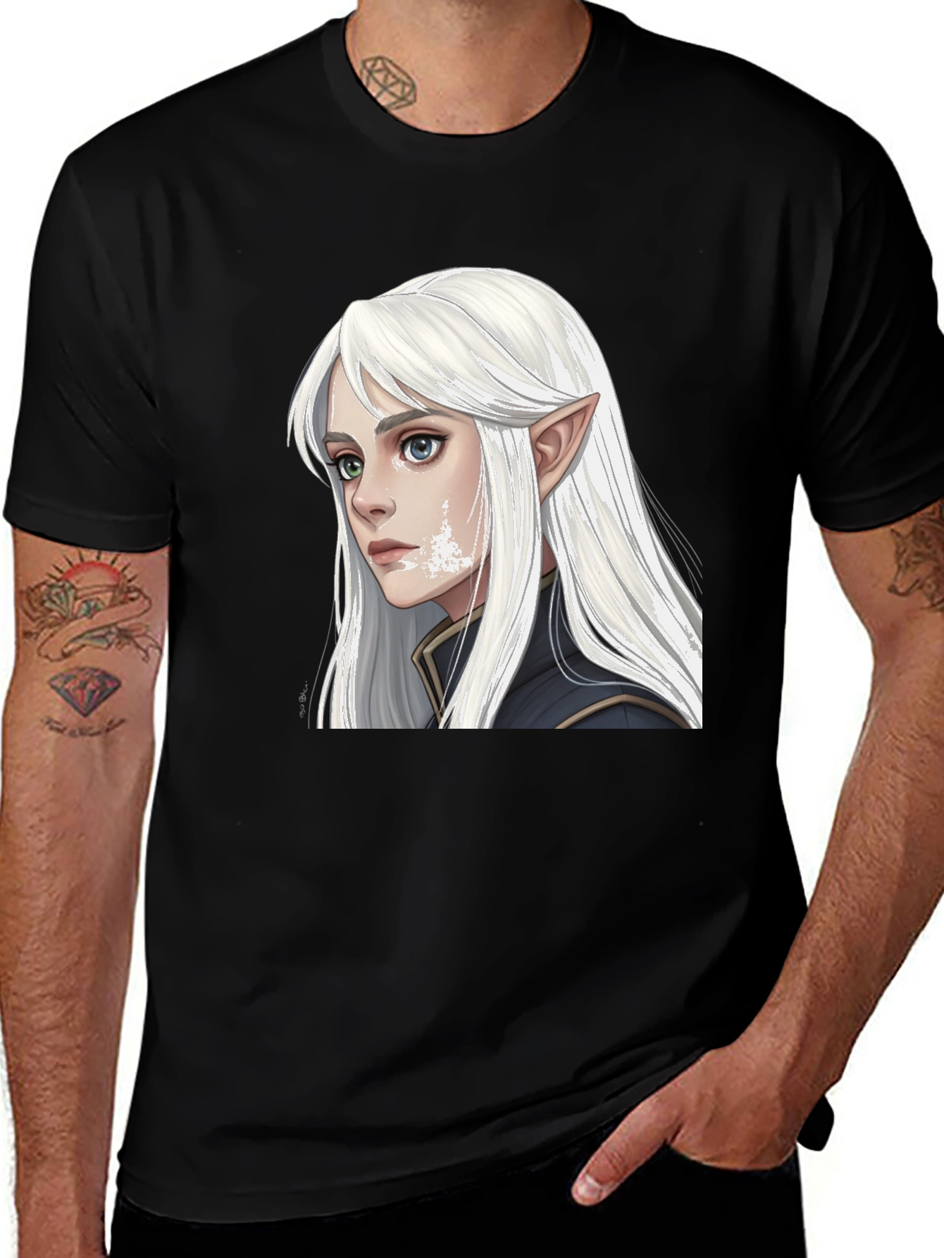 Variant 26 of Elf Portrait Graphic Tee - Fantasy Shirt