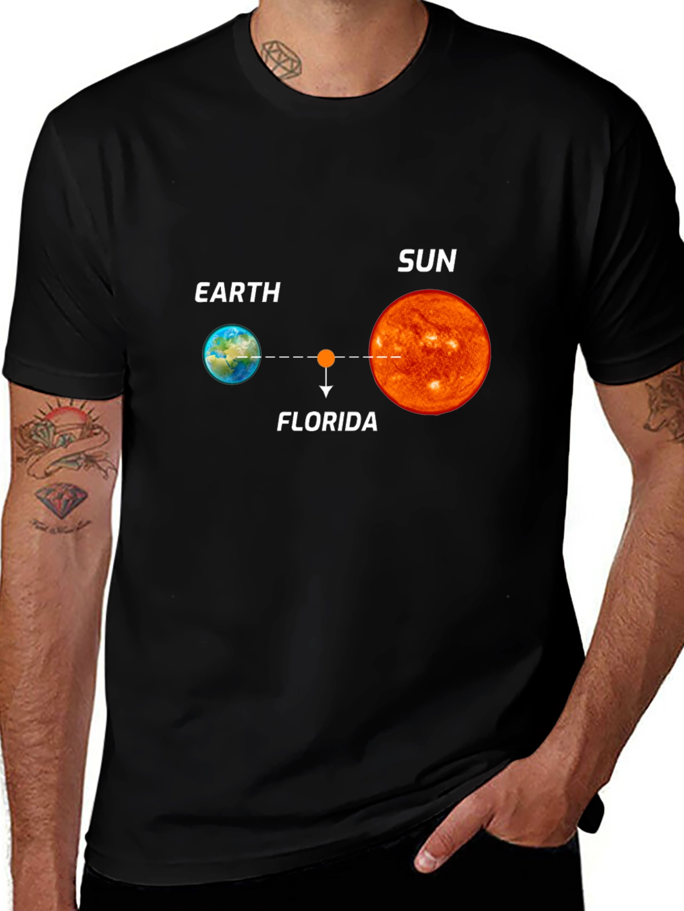 Variant 13 of Earth, Florida, Sun Graphic Black T-Shirt