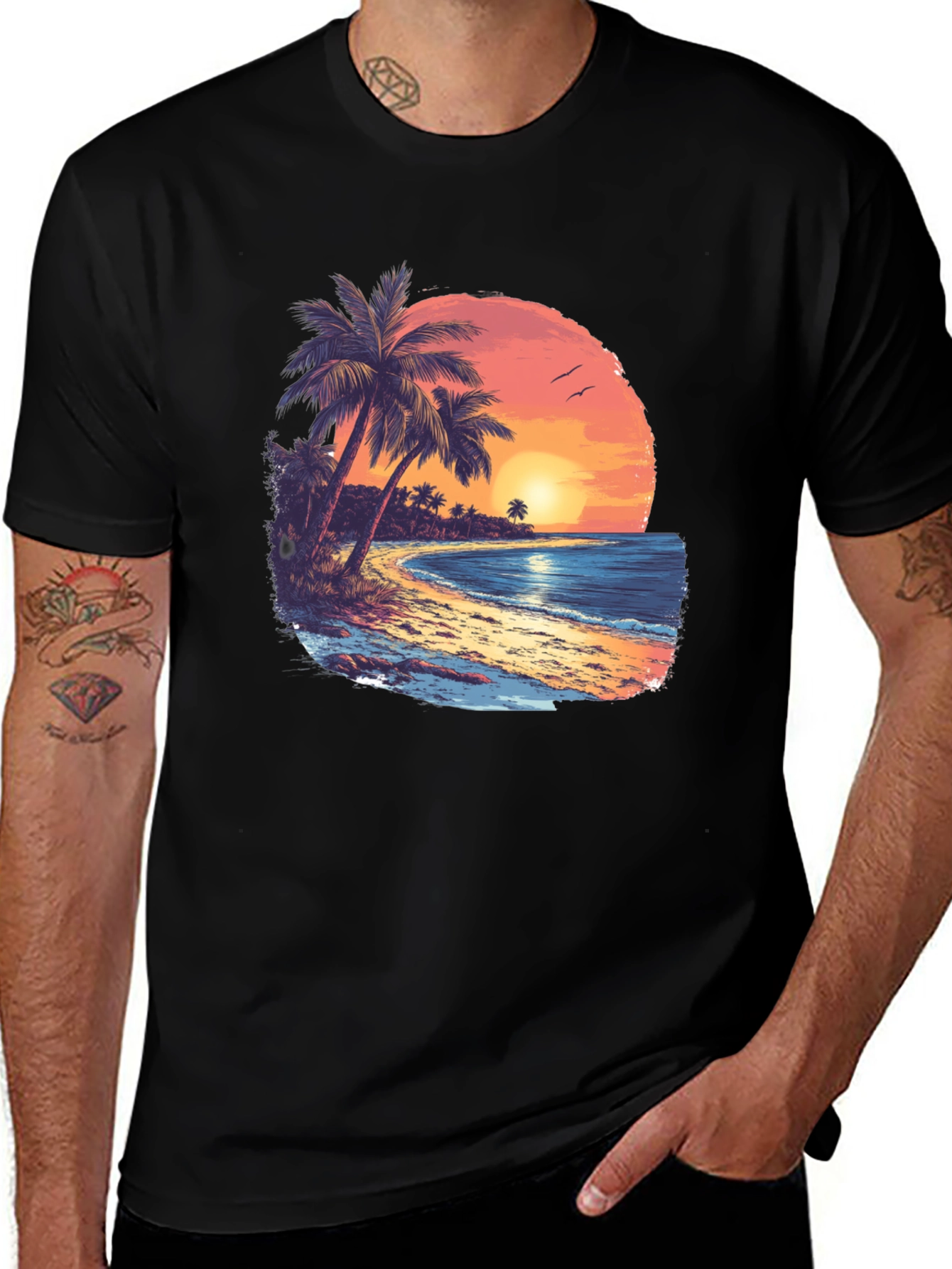 Variant 2 of Sunset Beach Graphic Tee - Tropical Island Vibes