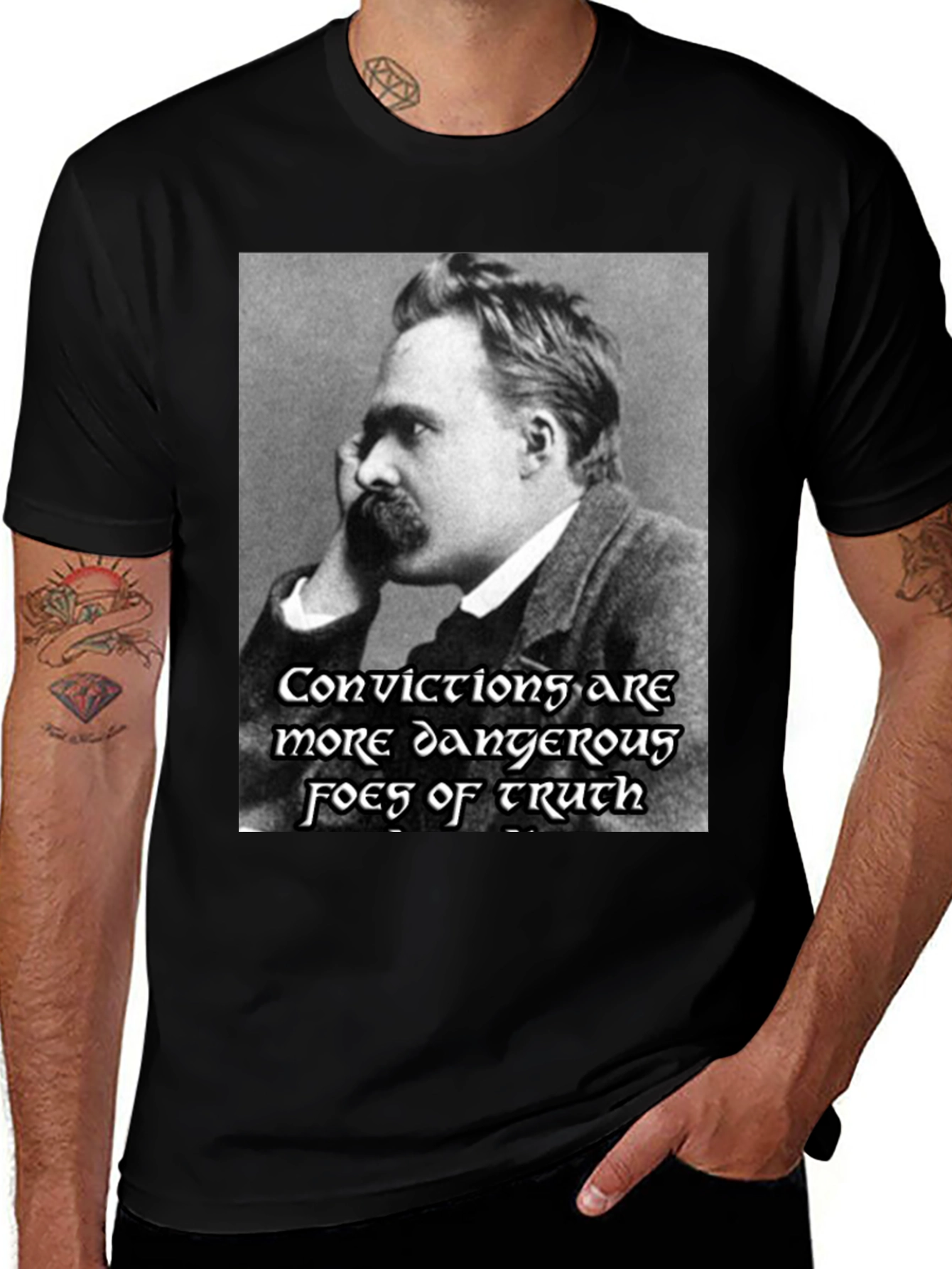 Variant 30 of Nietzsche T-Shirt: Convictions are Dangerous