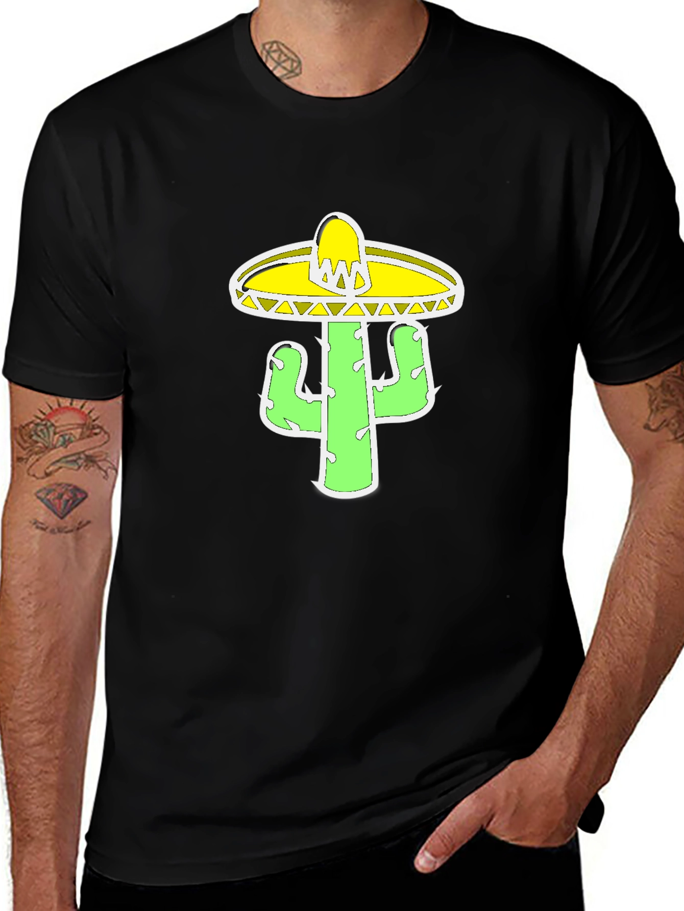Variant 14 of Cactus Sombrero T-Shirt - Black