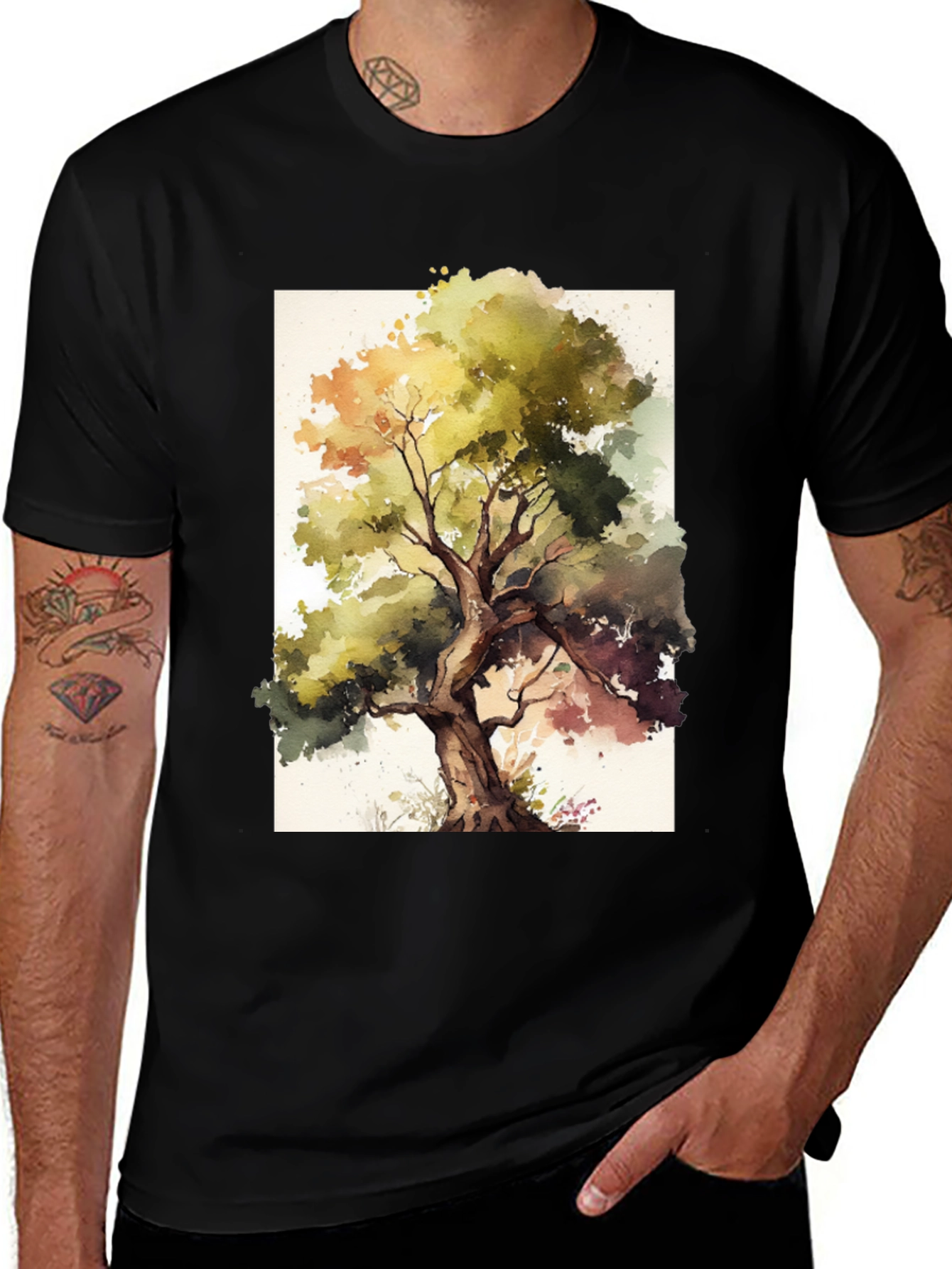 Variant 13 of Watercolor Tree Graphic Tee - Nature Inspired Design