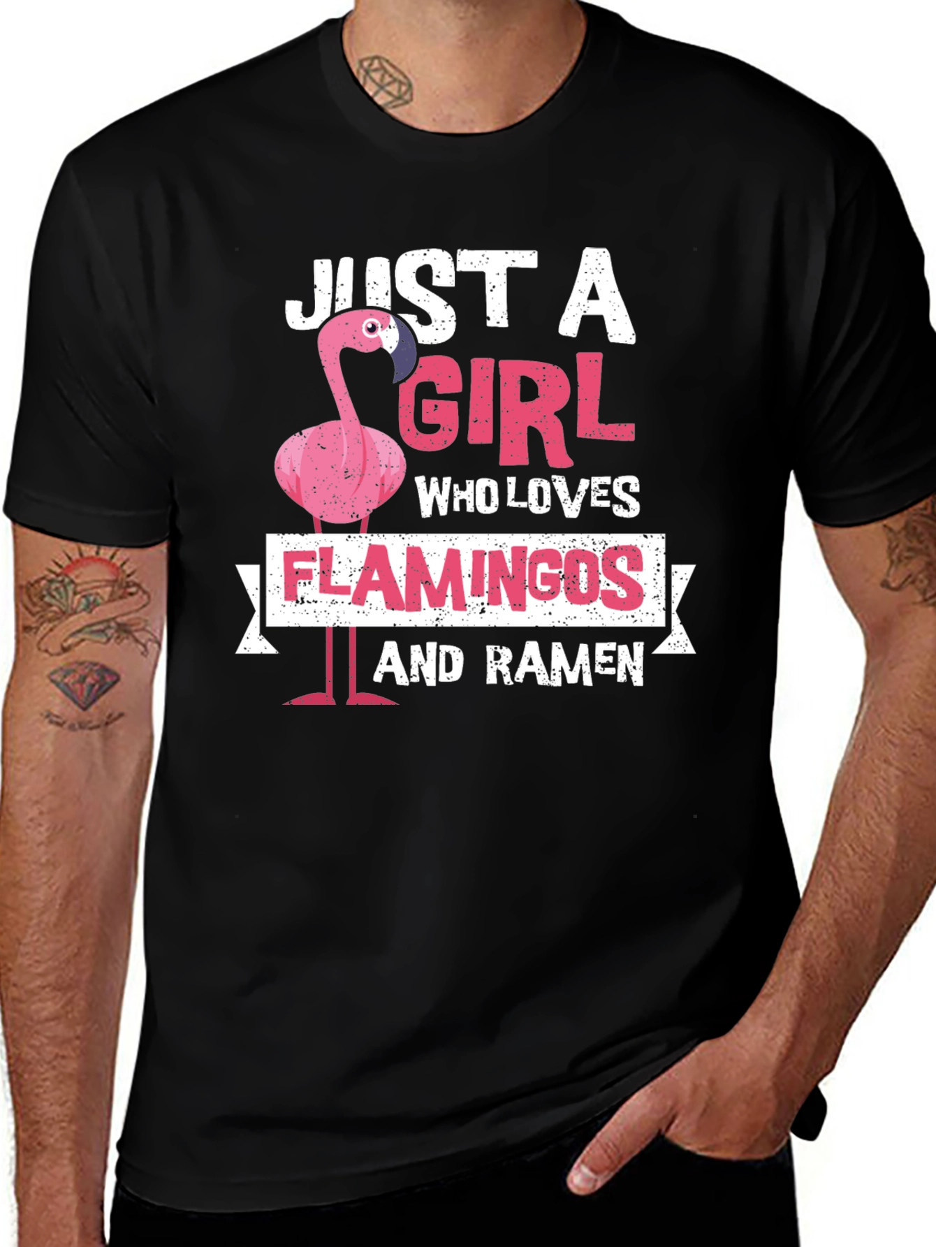Variant 28 of Just A Girl Who Loves Flamingos and Ramen T-Shirt