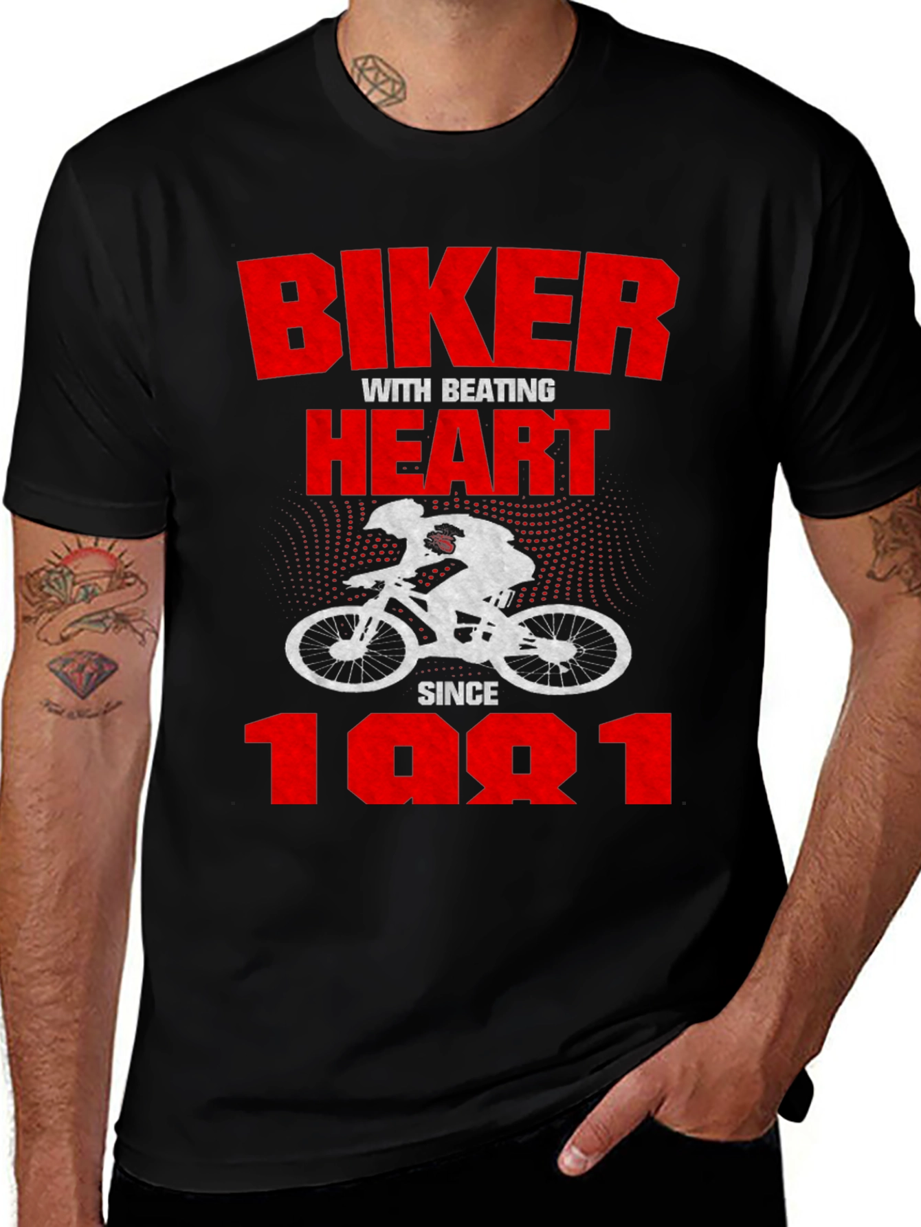 Variant 2 of Biker Heartbeat Since 1981 Graphic Tee