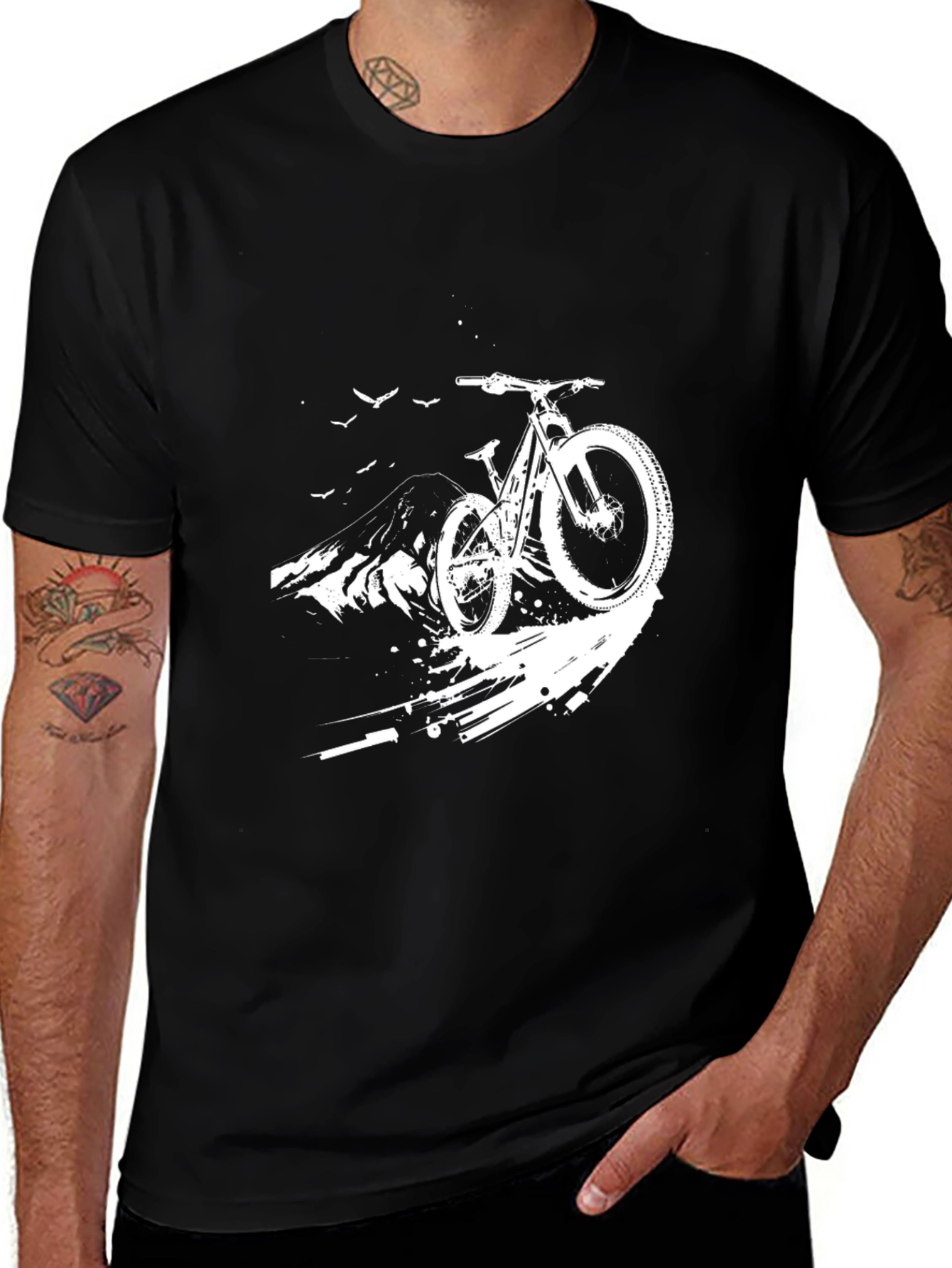 Variant 15 of Mountain Biking Graphic Tee - Black