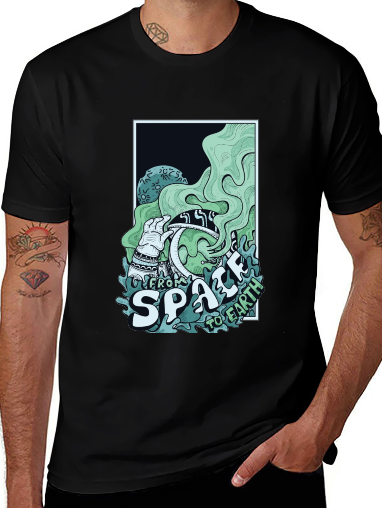 Variant 18 of Space to Earth Graphic Tee - Black