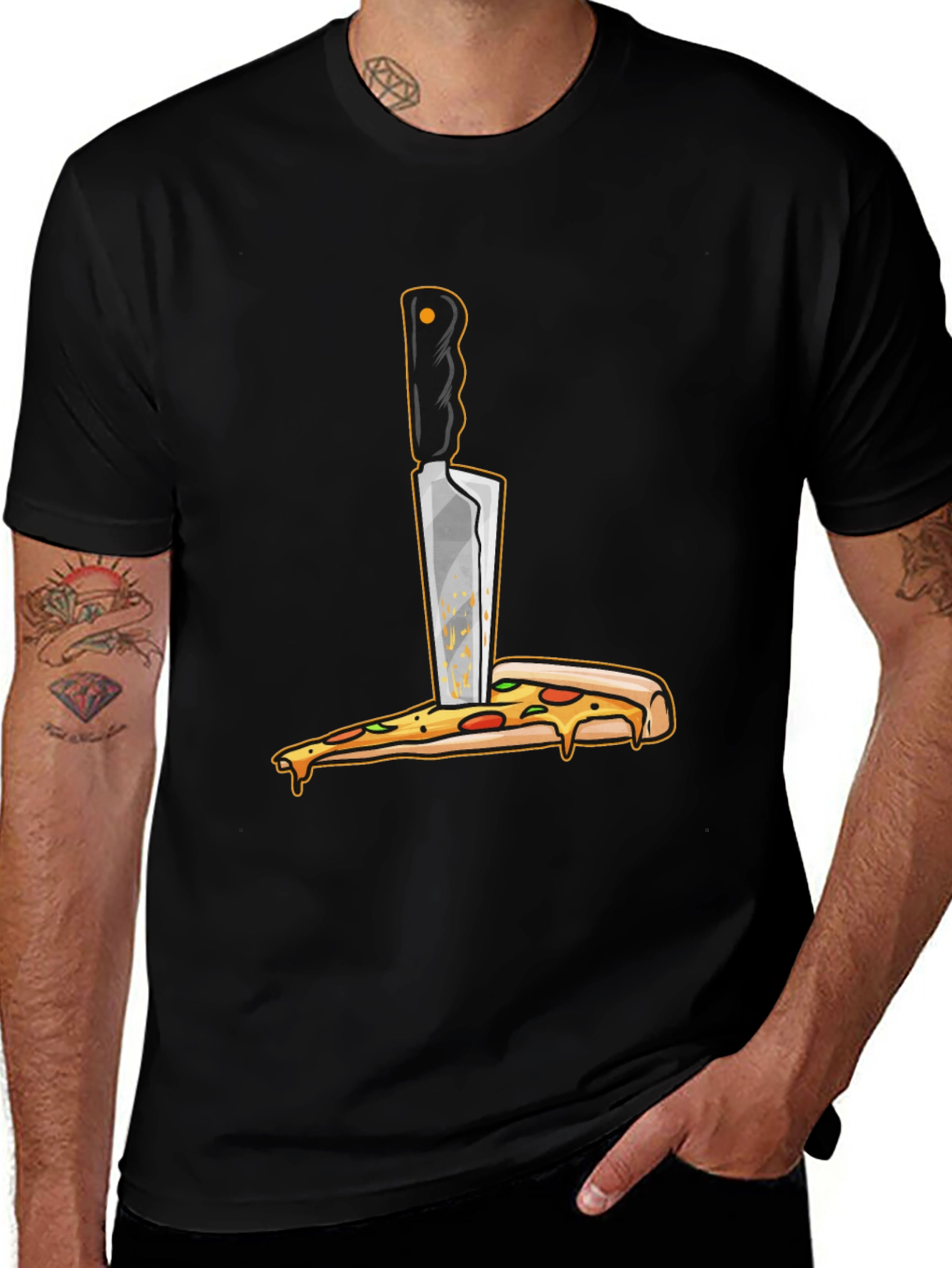 Variant 23 of Pizza Knife T-Shirt - Funny Foodie Graphic Tee