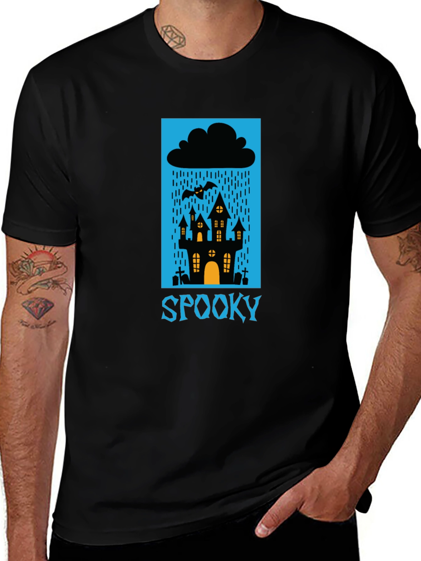 Spooky Halloween T-Shirt - Haunted House Design