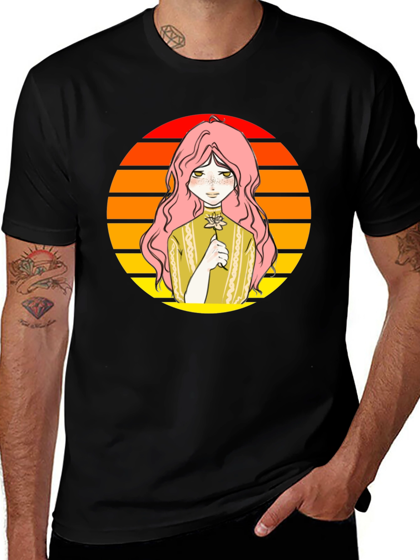 Variant 8 of Sunset Girl Graphic Tee - Soft Cotton Blend