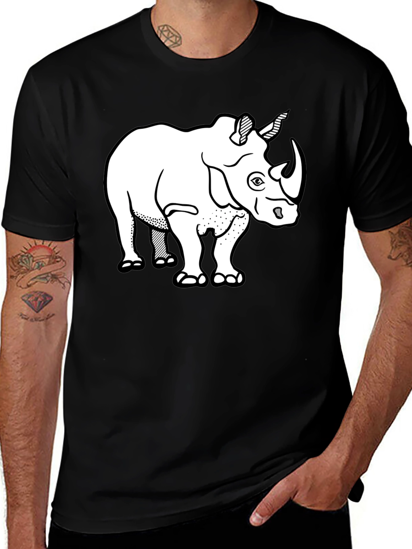 Variant 29 of Rhino Graphic Tee - Black Cotton Casual T-Shirt