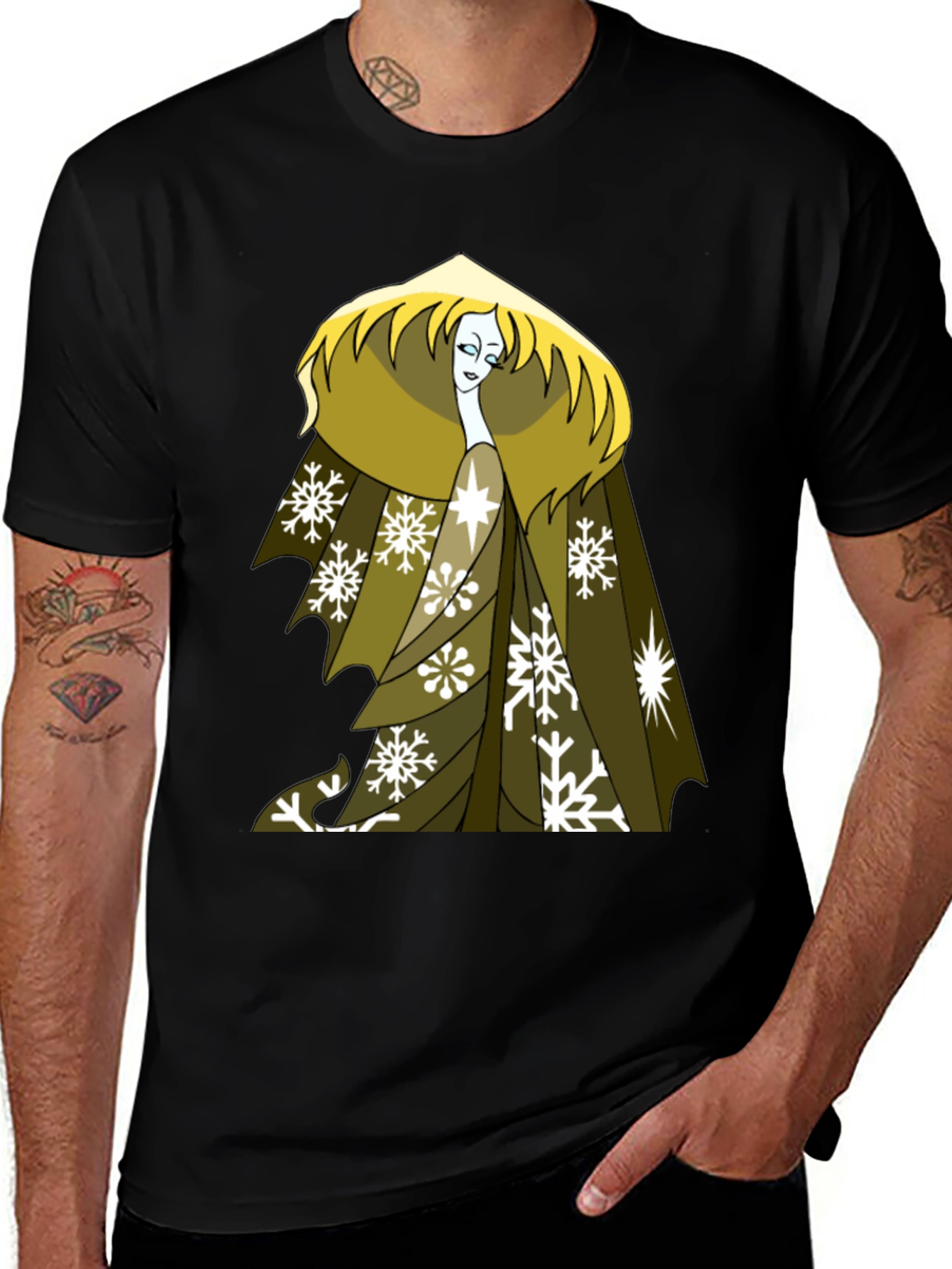 Variant 9 of Snow Queen Graphic Tee - Black Cotton T-Shirt