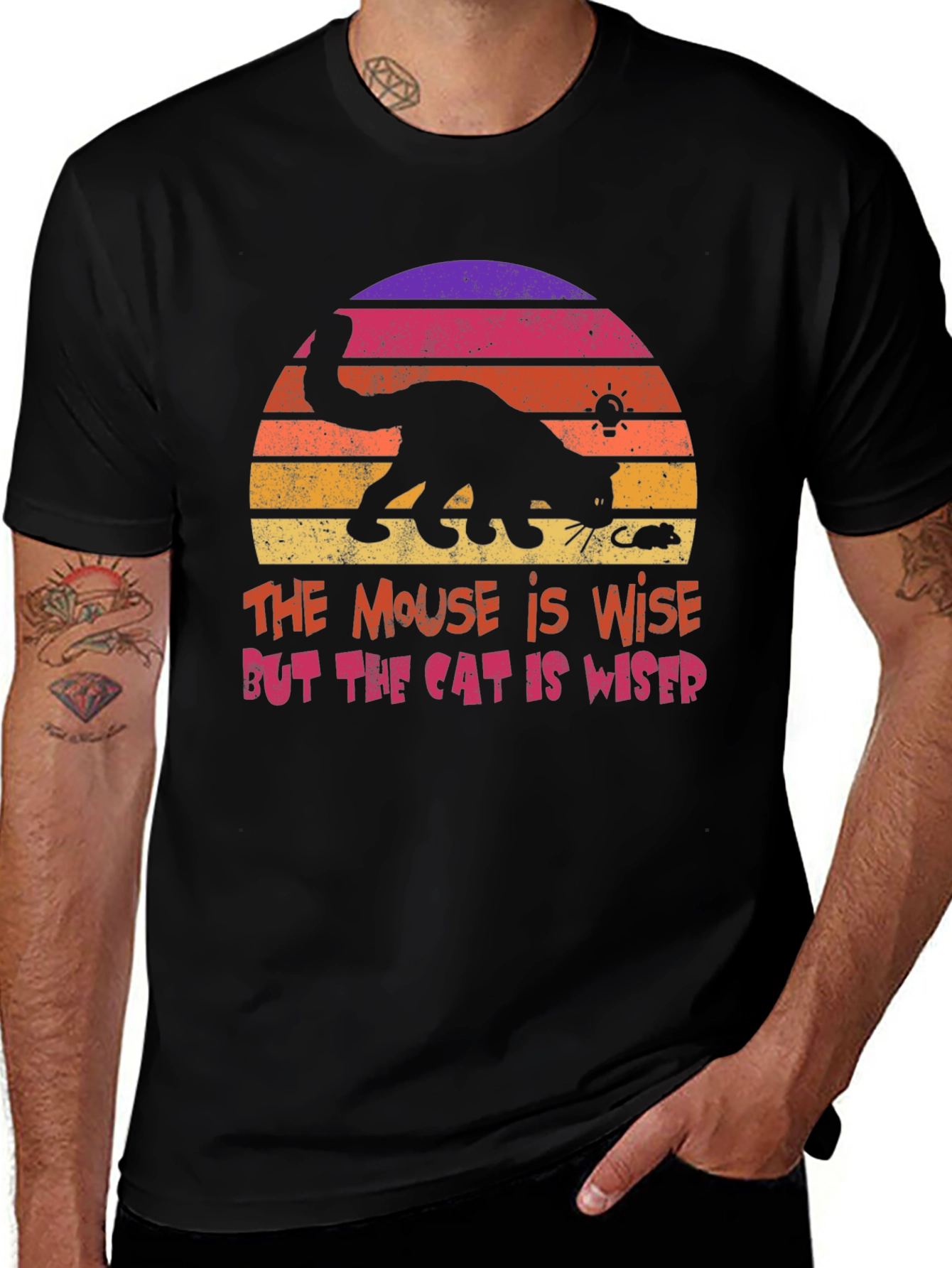 Variant 28 of Cat and Mouse Sunset Graphic T-Shirt