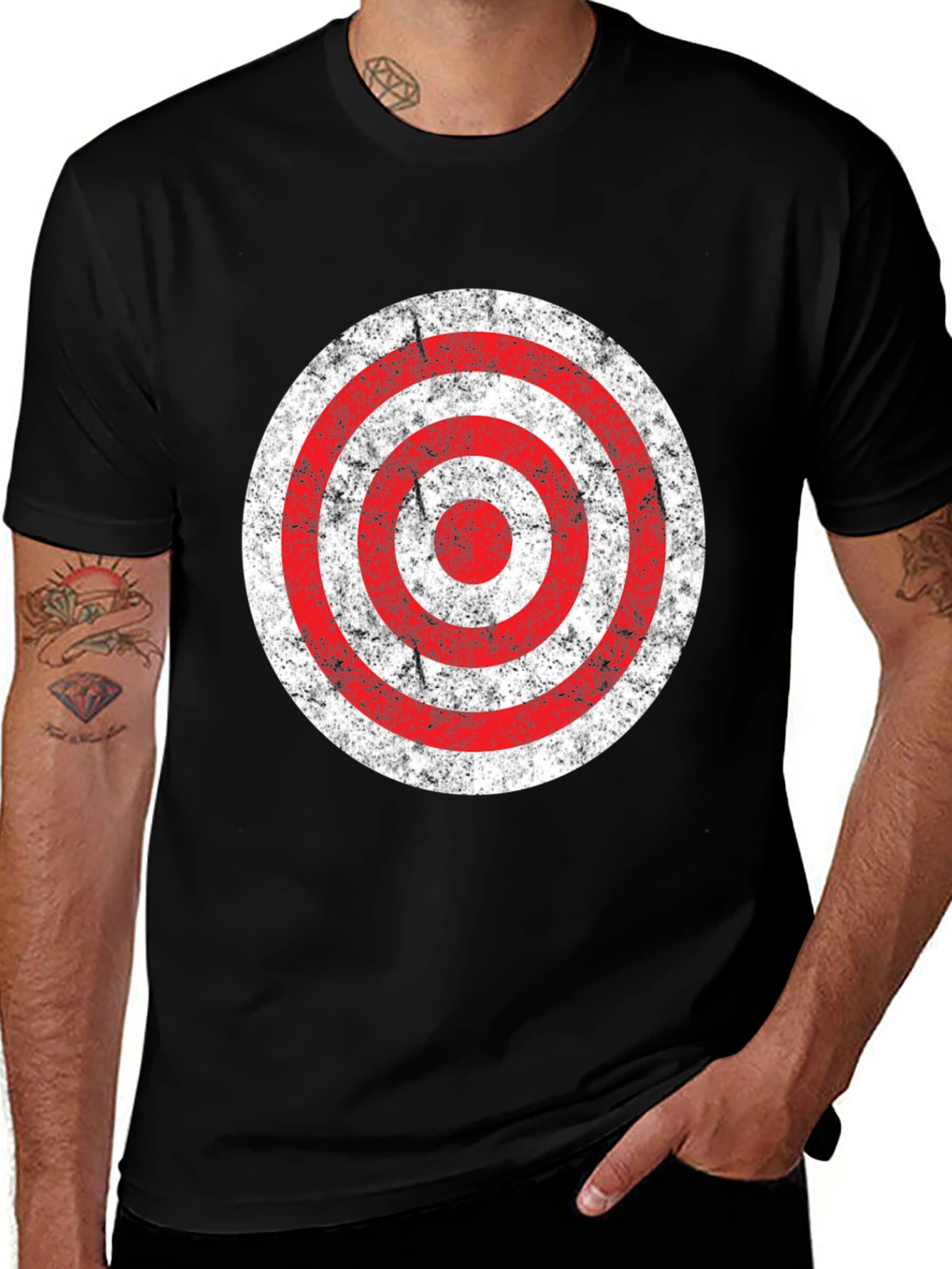 Variant 22 of Distressed Target Graphic T-Shirt - Men's Black Tee