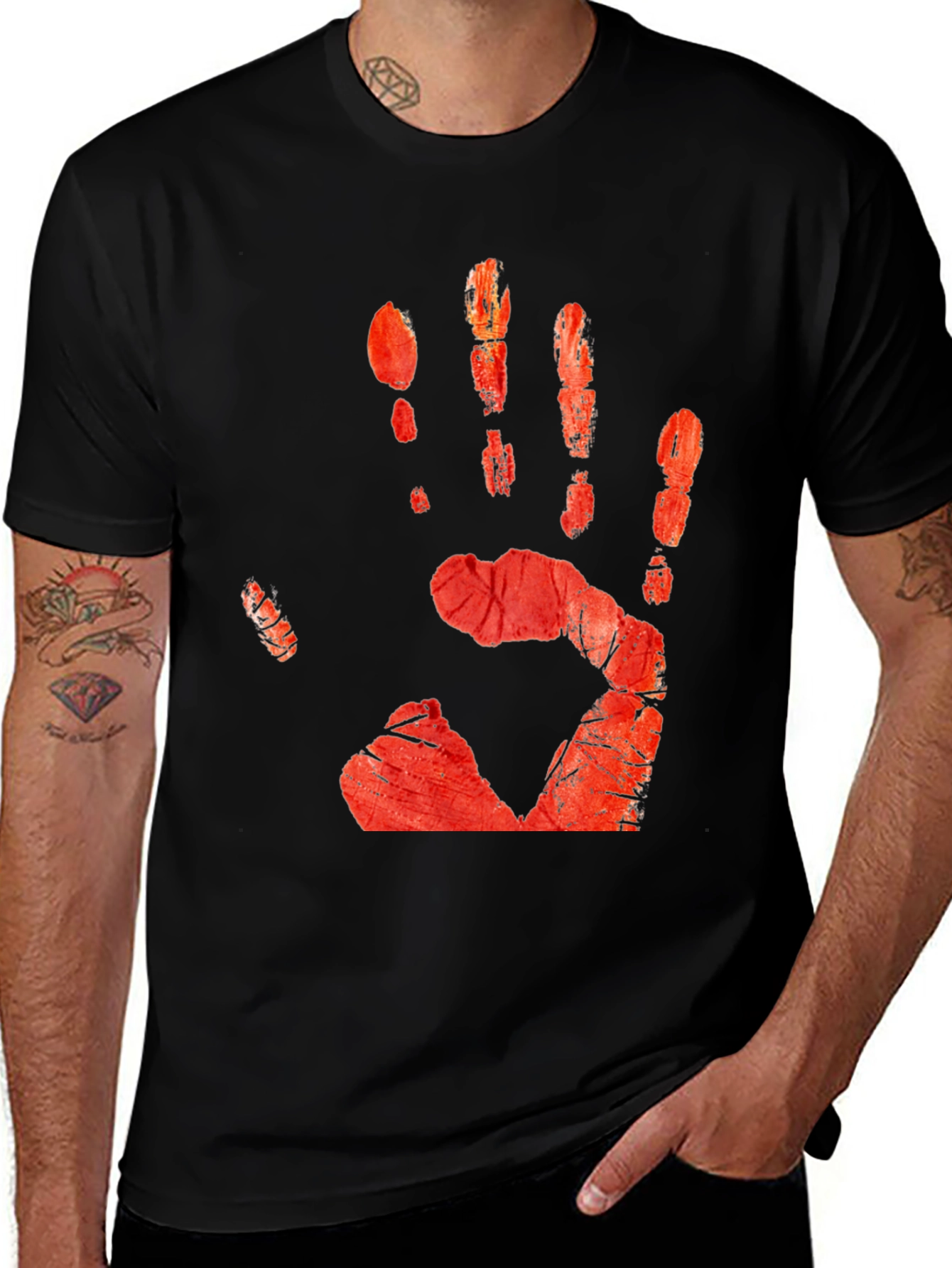 Variant 2 of Bloody Handprint Graphic Tee - Halloween Ready!