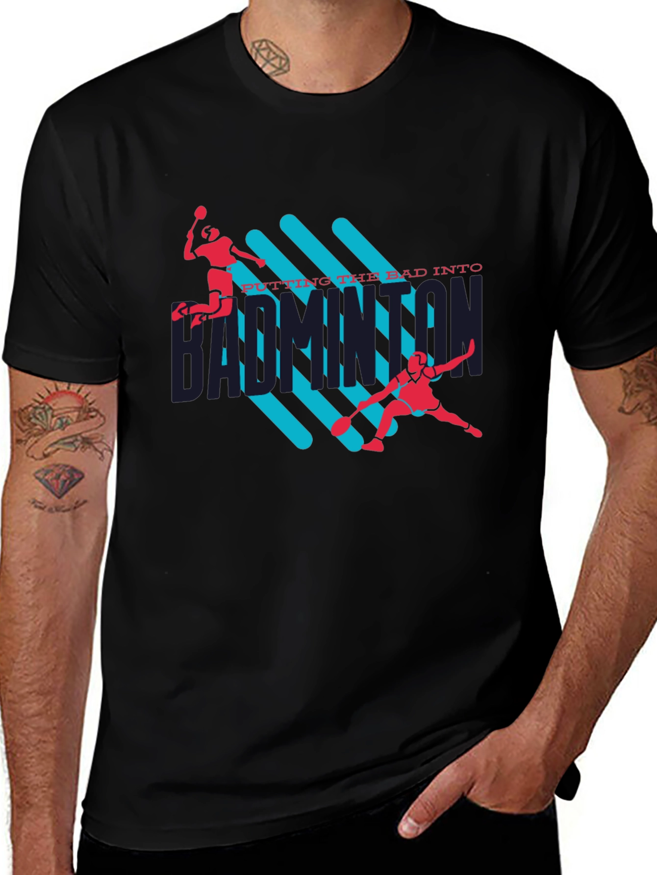 Variant 3 of Badminton Graphic T-Shirt: Serve Style!