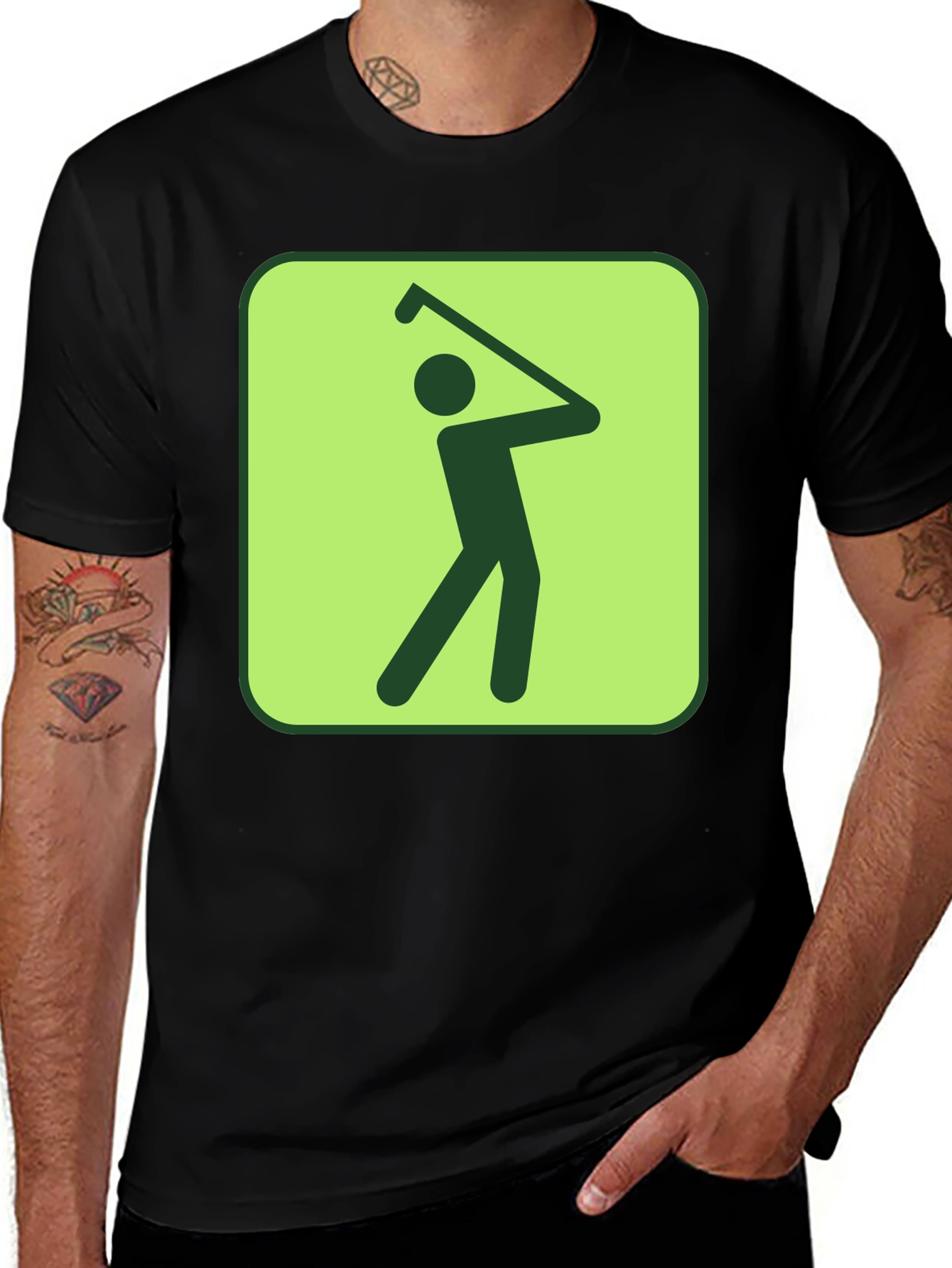 Variant 16 of Golf Swing Graphic Tee - Black Cotton T-Shirt