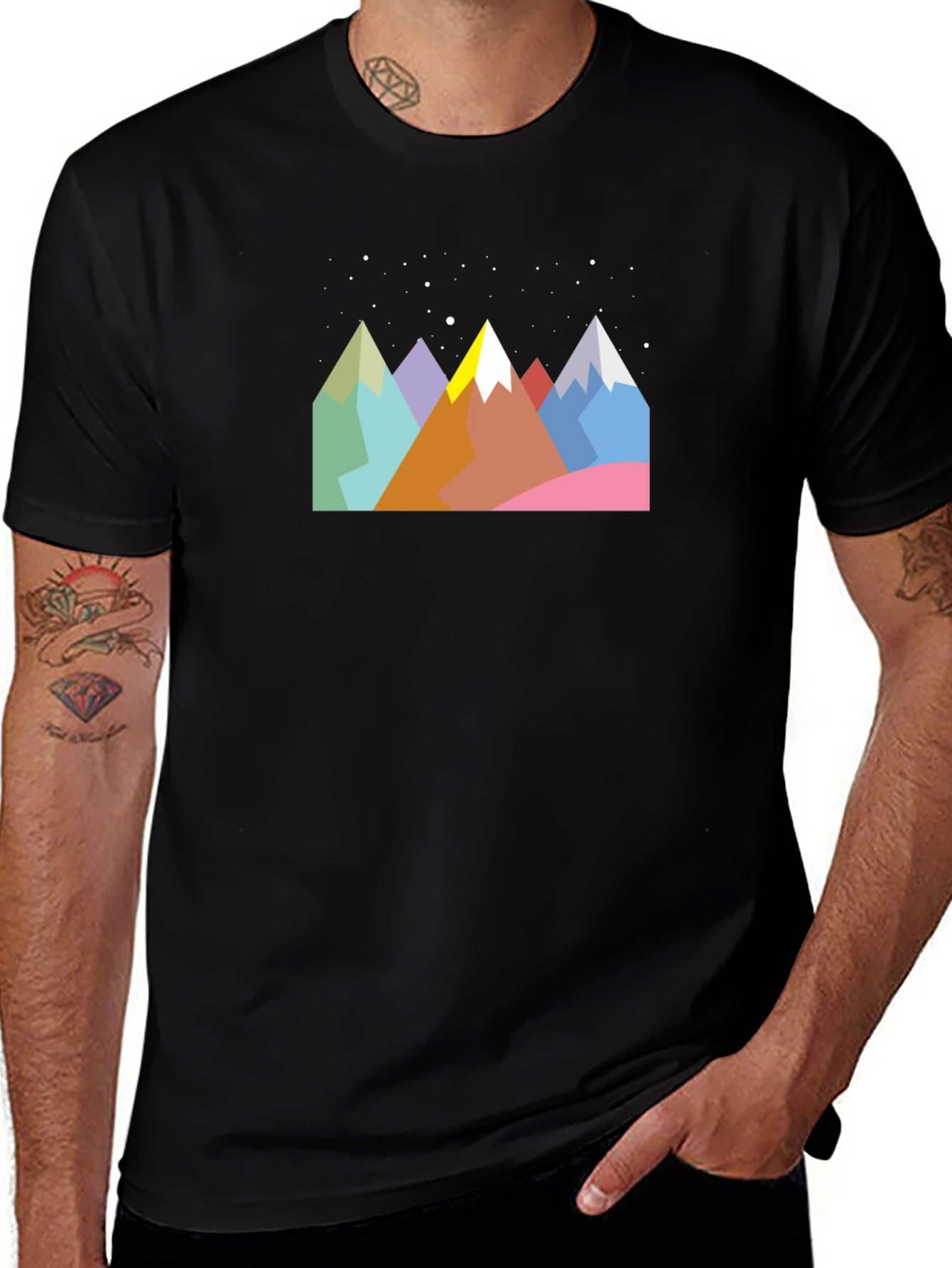 Variant 20 of Geometric Mountain Range Graphic Tee - Black
