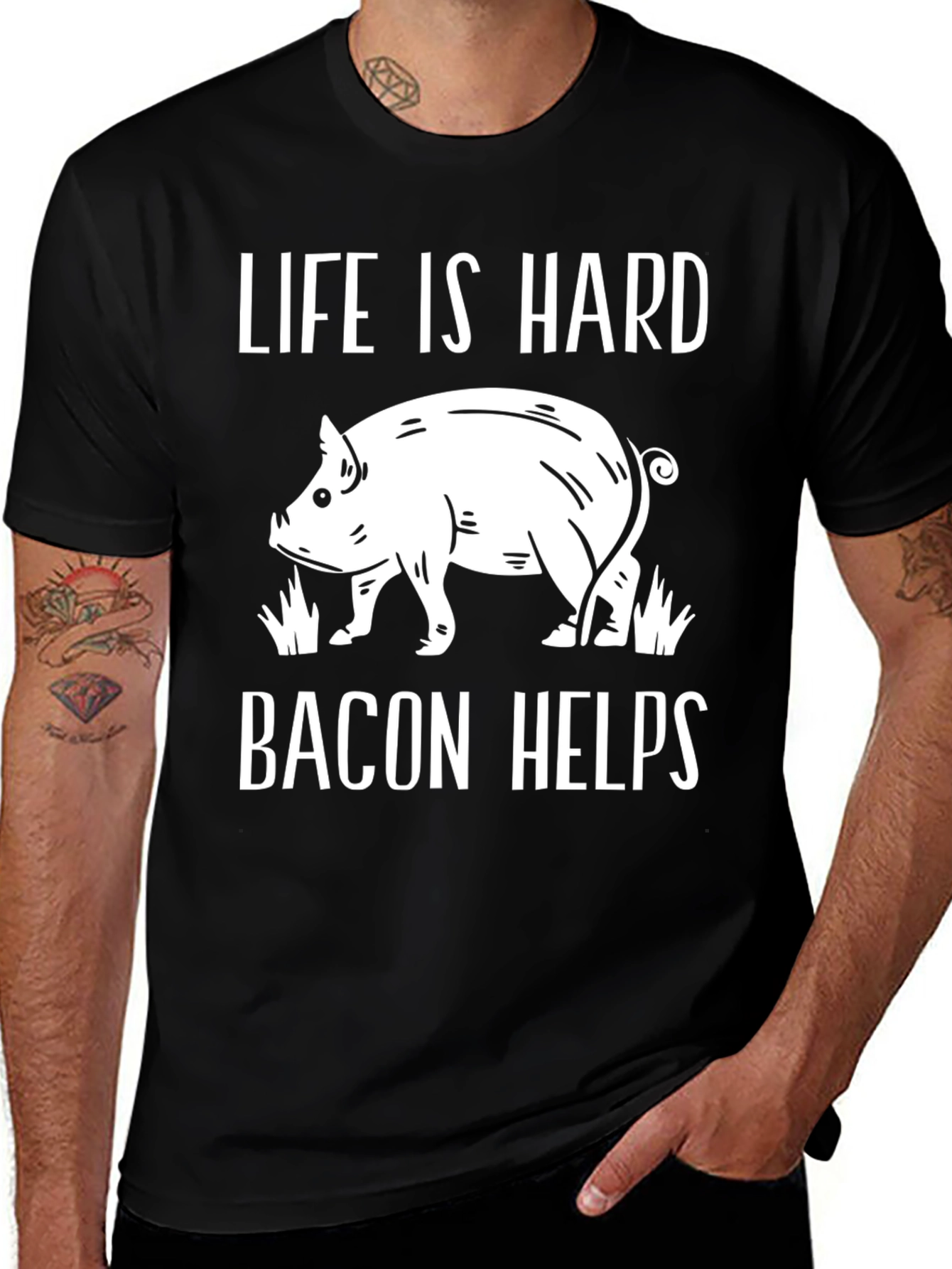Variant 9 of Life is Hard Bacon Helps Graphic Tee