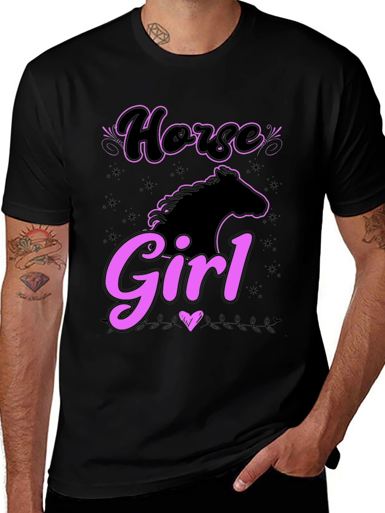 Variant 17 of Horse Girl Graphic Tee - Black Cotton T-Shirt