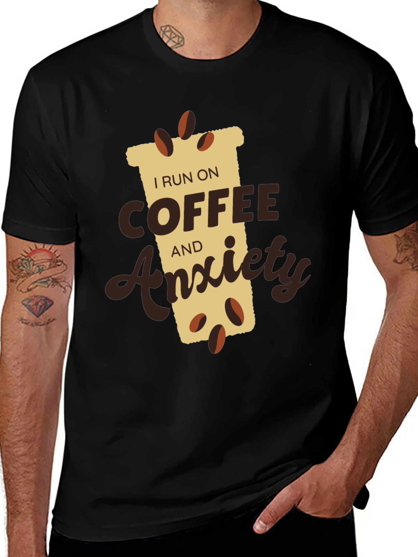 Variant 16 of I Run on Coffee and Anxiety T-Shirt - Funny Slogan Tee