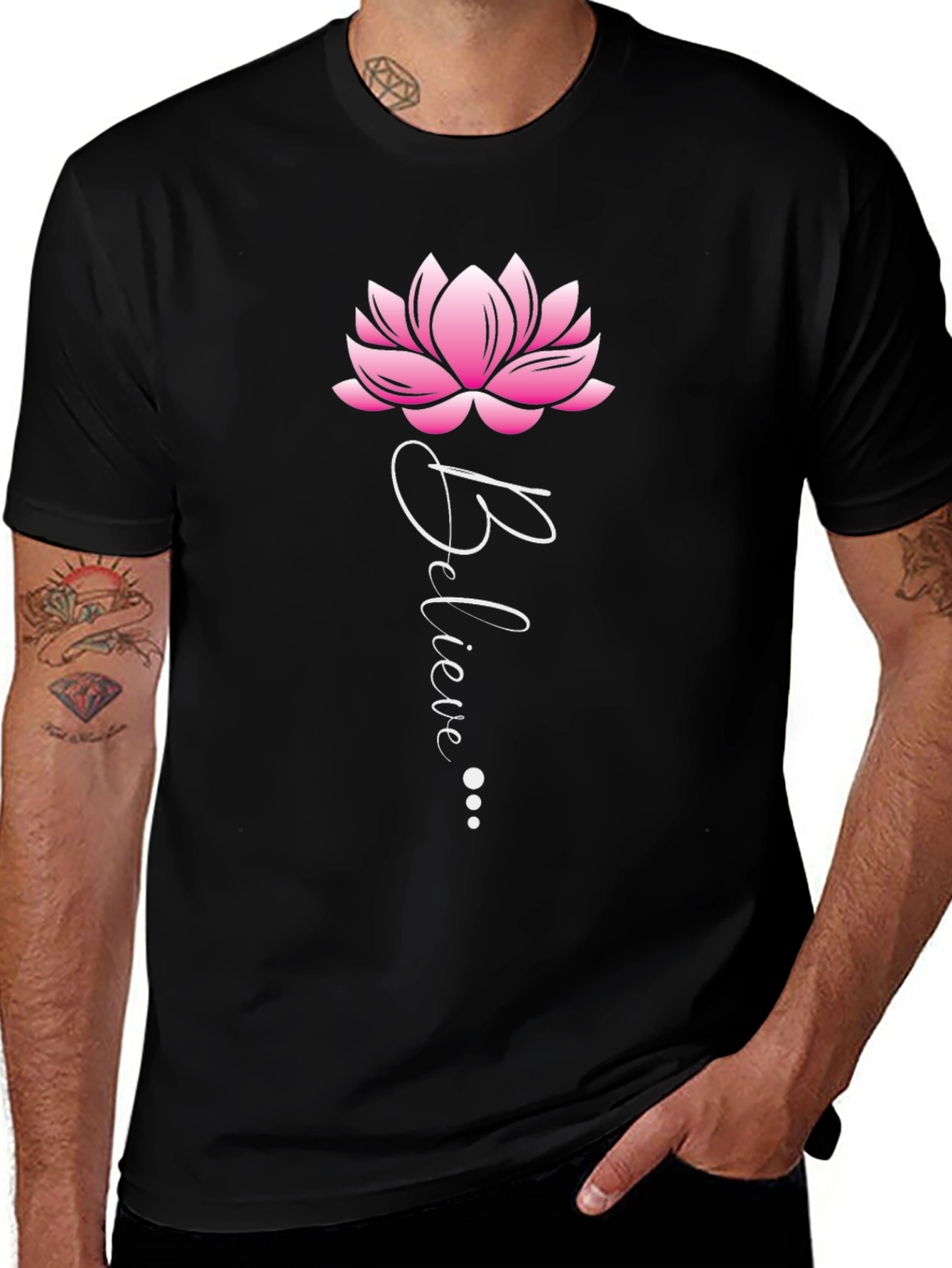 Believe Lotus Flower Graphic T-Shirt