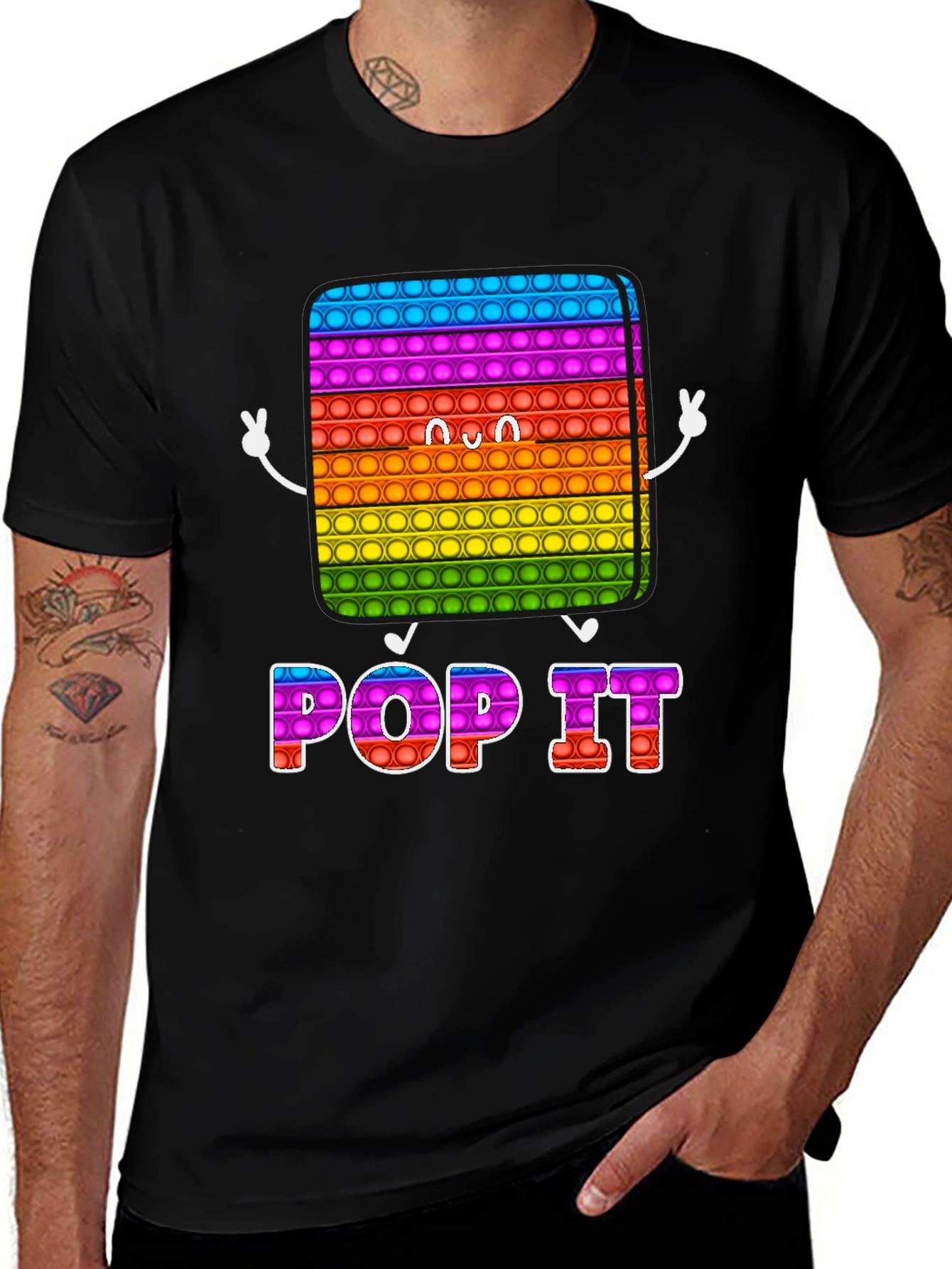 Pop It Graphic Tee - Fun Rainbow Design T-Shirt