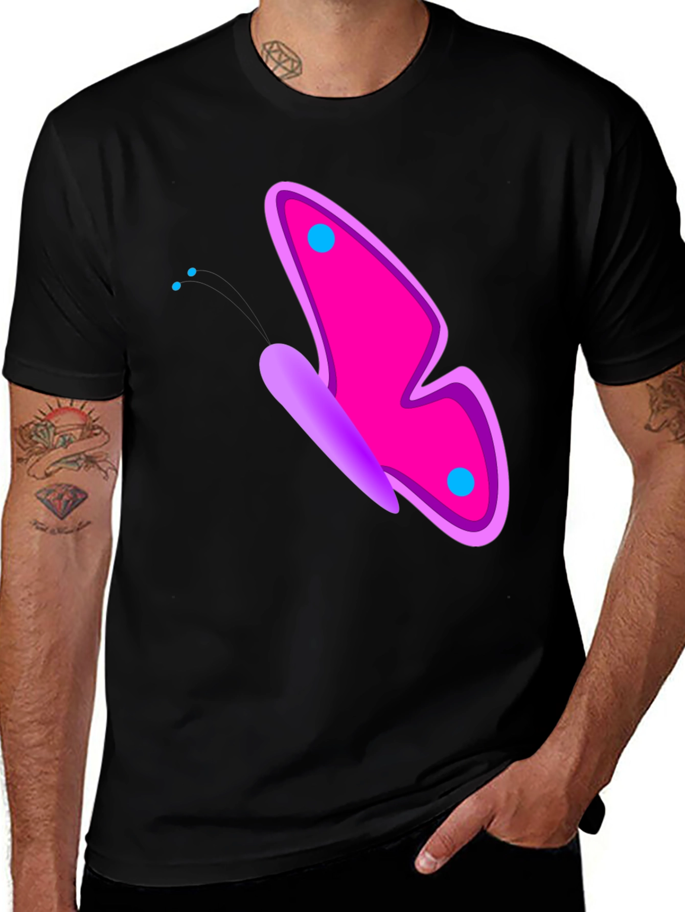 Variant 11 of Butterfly Graphic Tee - Bold Pink & Purple Design