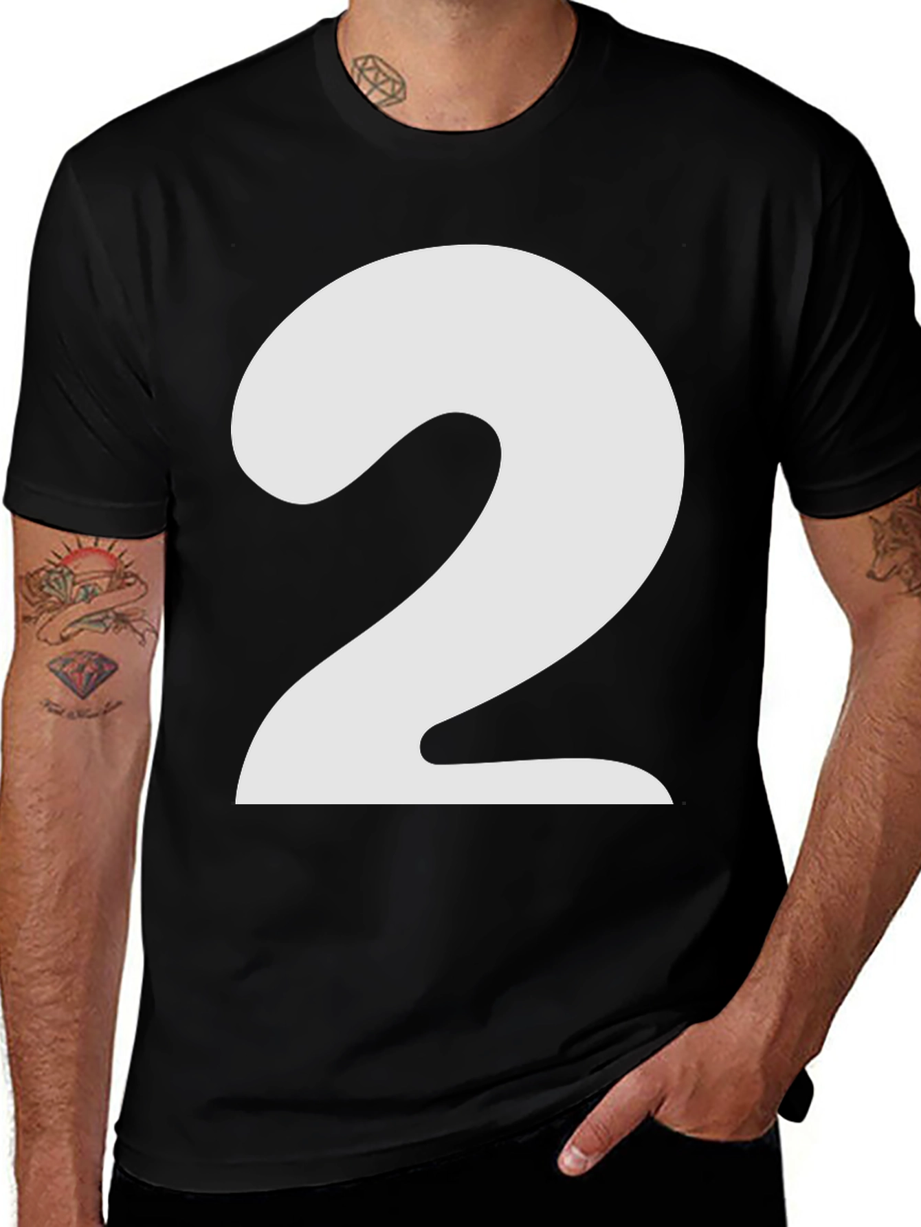 Variant 20 of Number 2 Graphic T-Shirt - Black Cotton Tee
