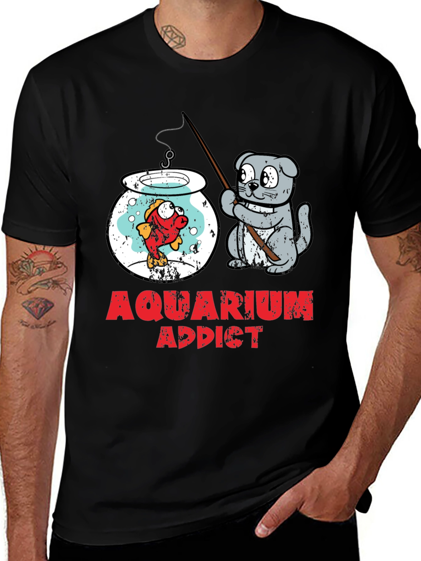Variant 5 of Aquarium Addict Cat Fishing T-Shirt