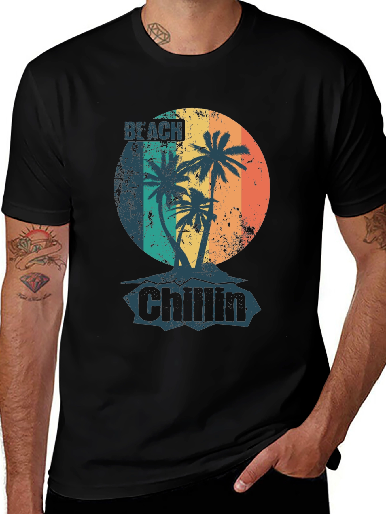 Variant 11 of Beach Chillin' Graphic Tee - Tropical Palm Tree Shirt